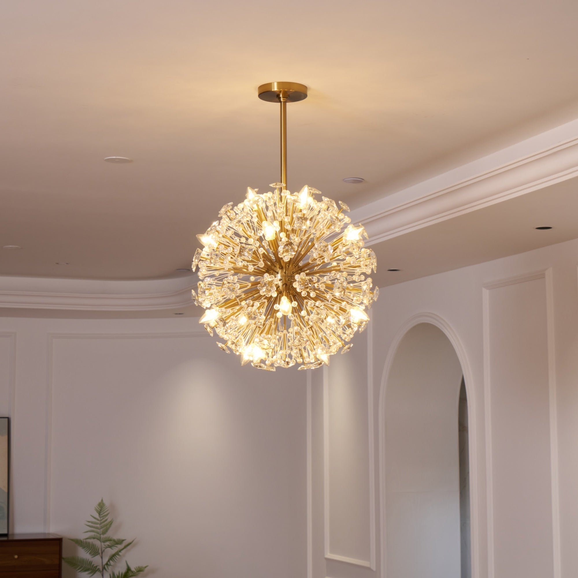 Aurora Chandelier Dickinson Gold Crystal Starburst - Blowlighting