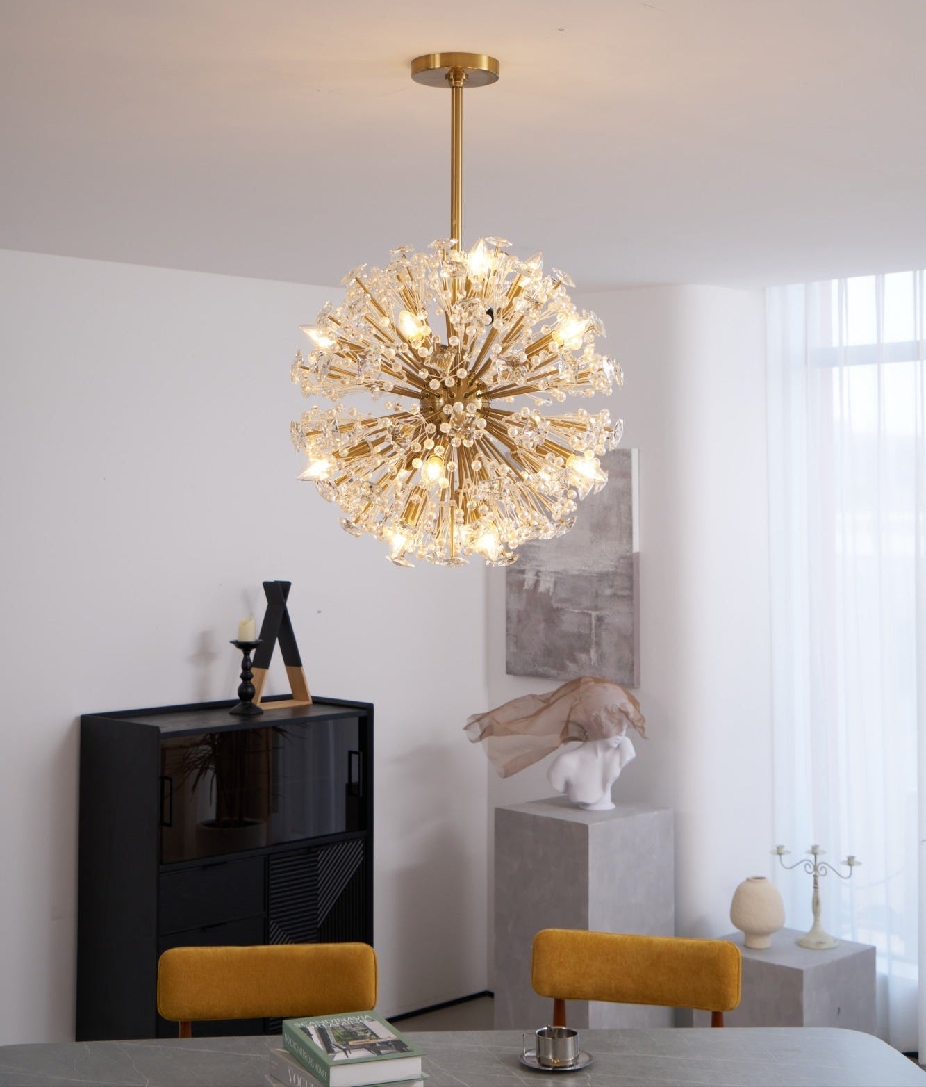 Aurora Chandelier Dickinson Gold Crystal Starburst - Blowlighting