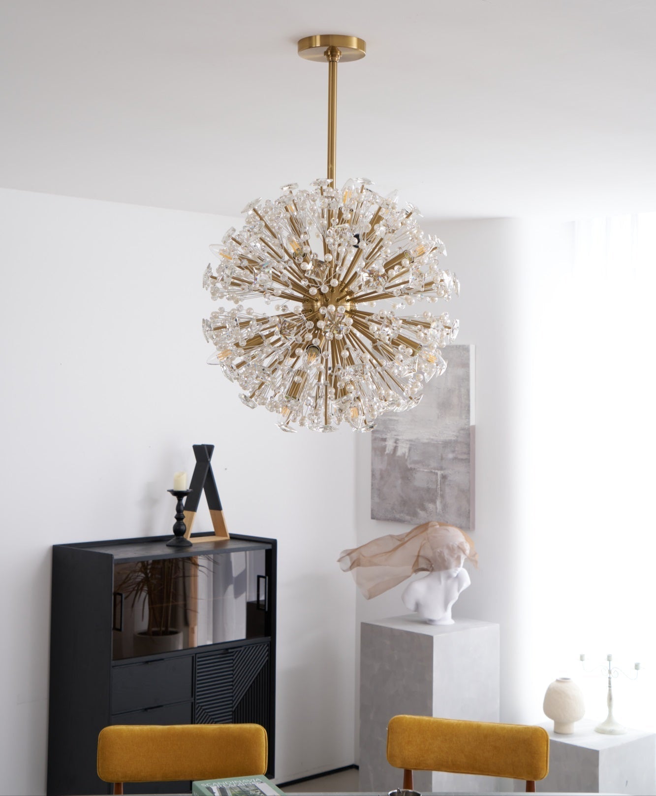 Aurora Chandelier Dickinson Gold Crystal Starburst - Blowlighting