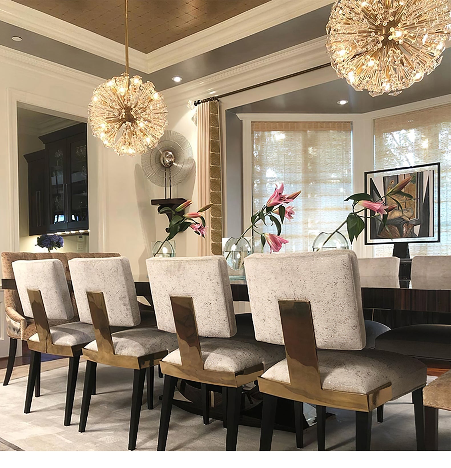 Aurora Chandelier Dickinson Gold Crystal Starburst - Blowlighting