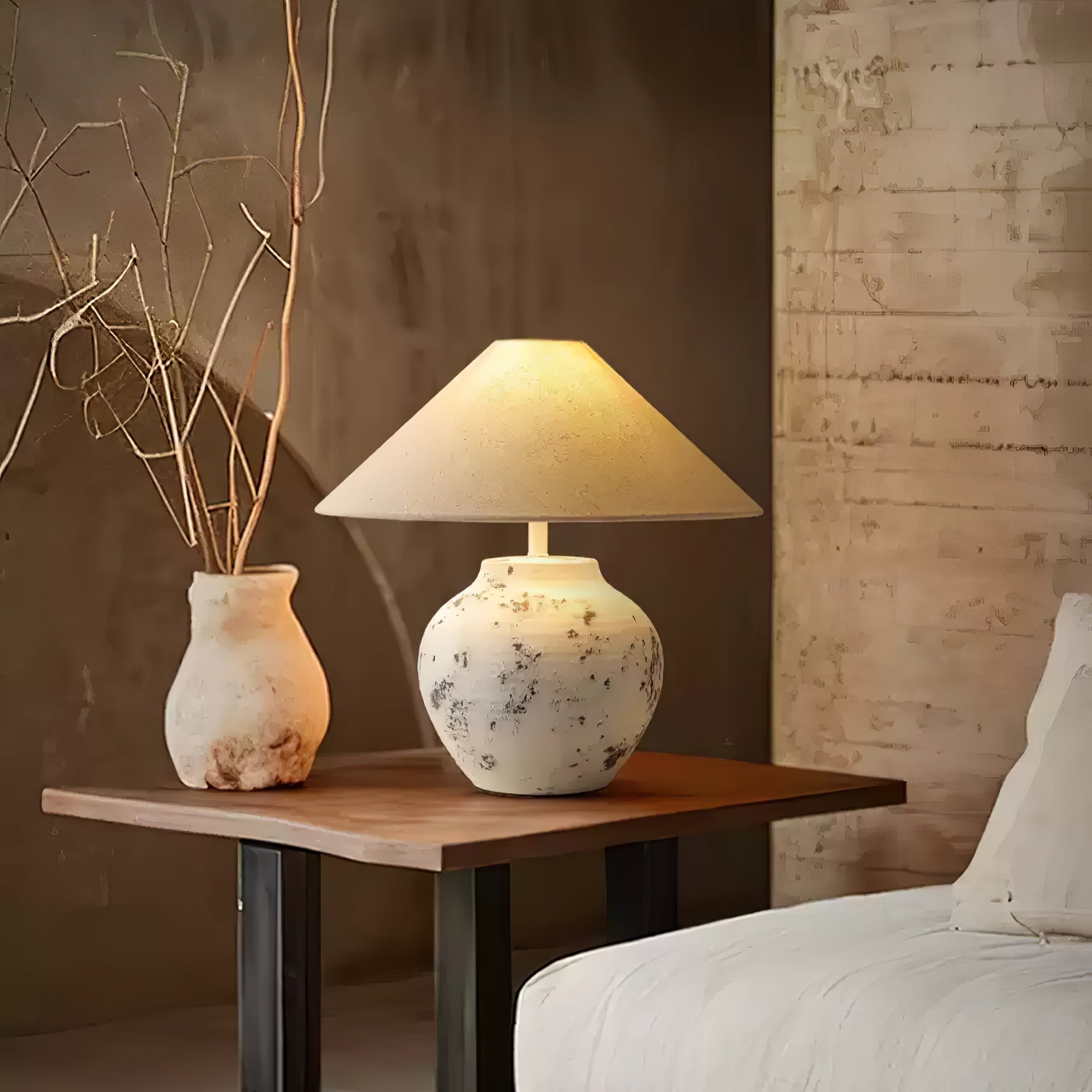 Distressed White Ceramic Table Lamp - Blowlighting