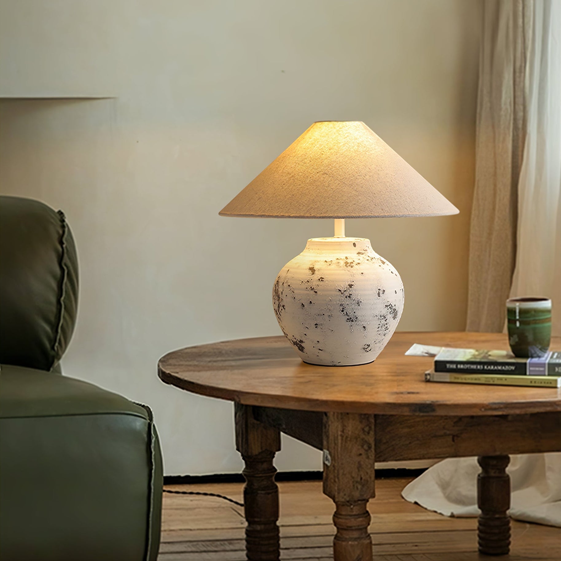 Distressed White Ceramic Table Lamp - Blowlighting