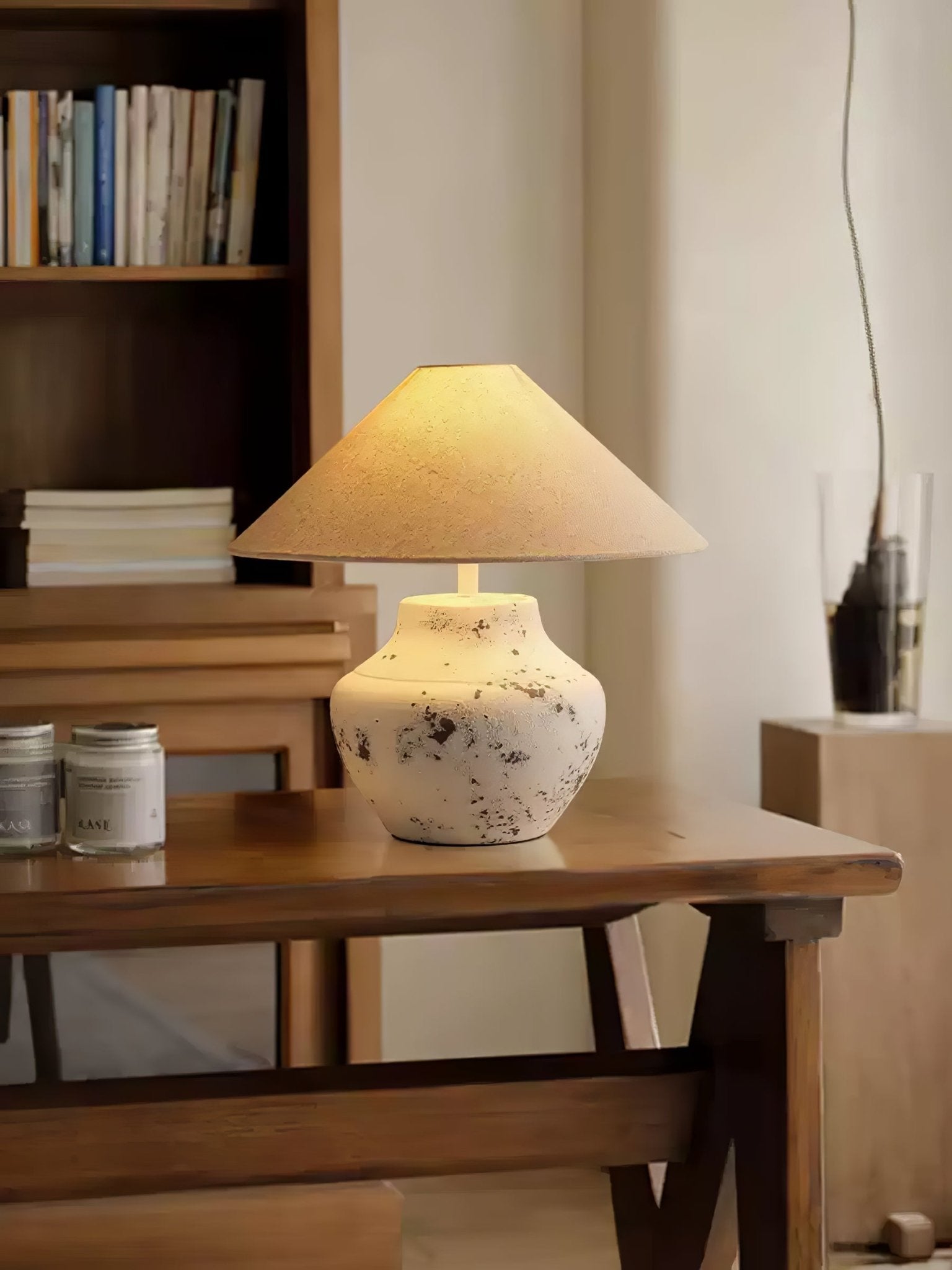 Distressed White Ceramic Table Lamp - Blowlighting