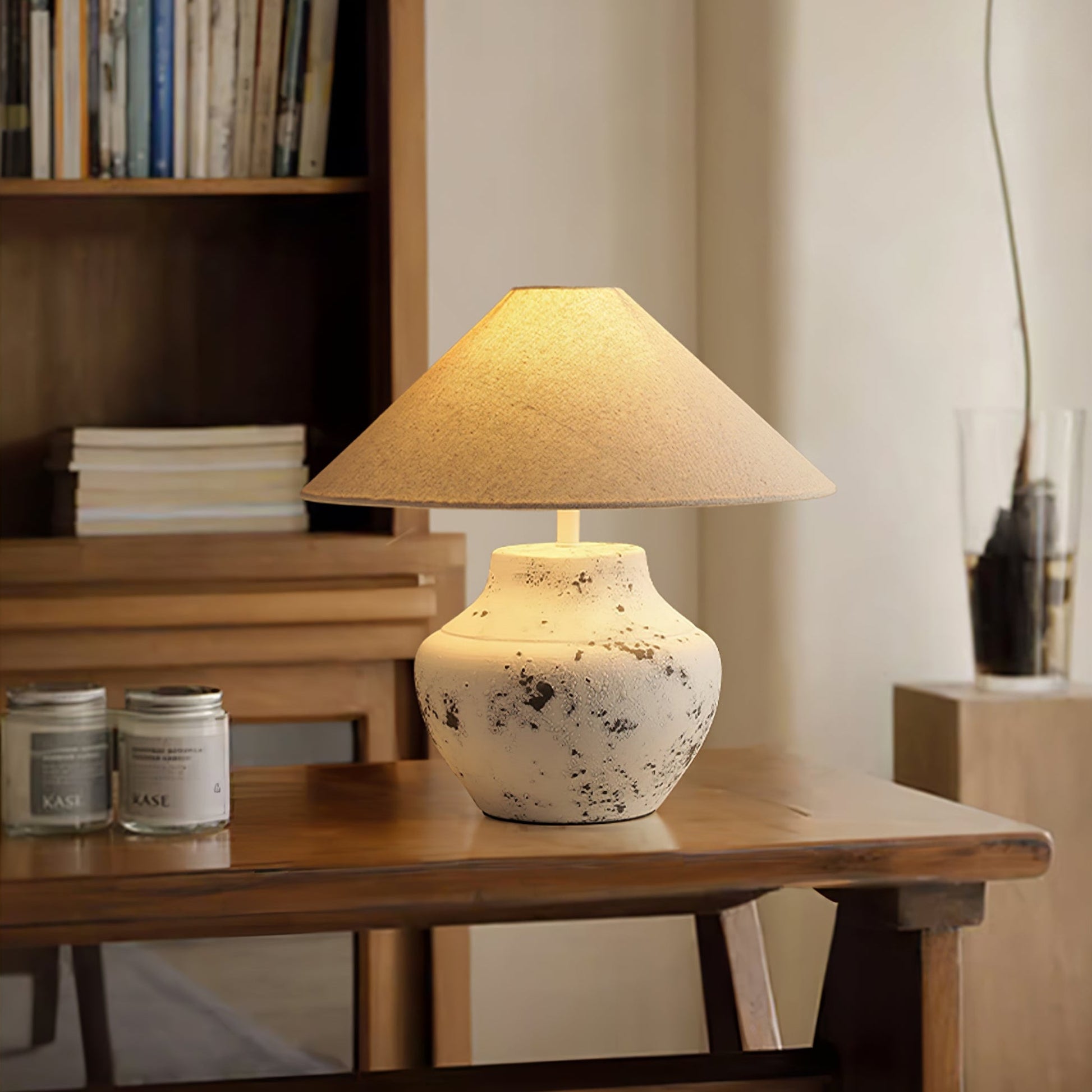 Distressed White Ceramic Table Lamp - Blowlighting