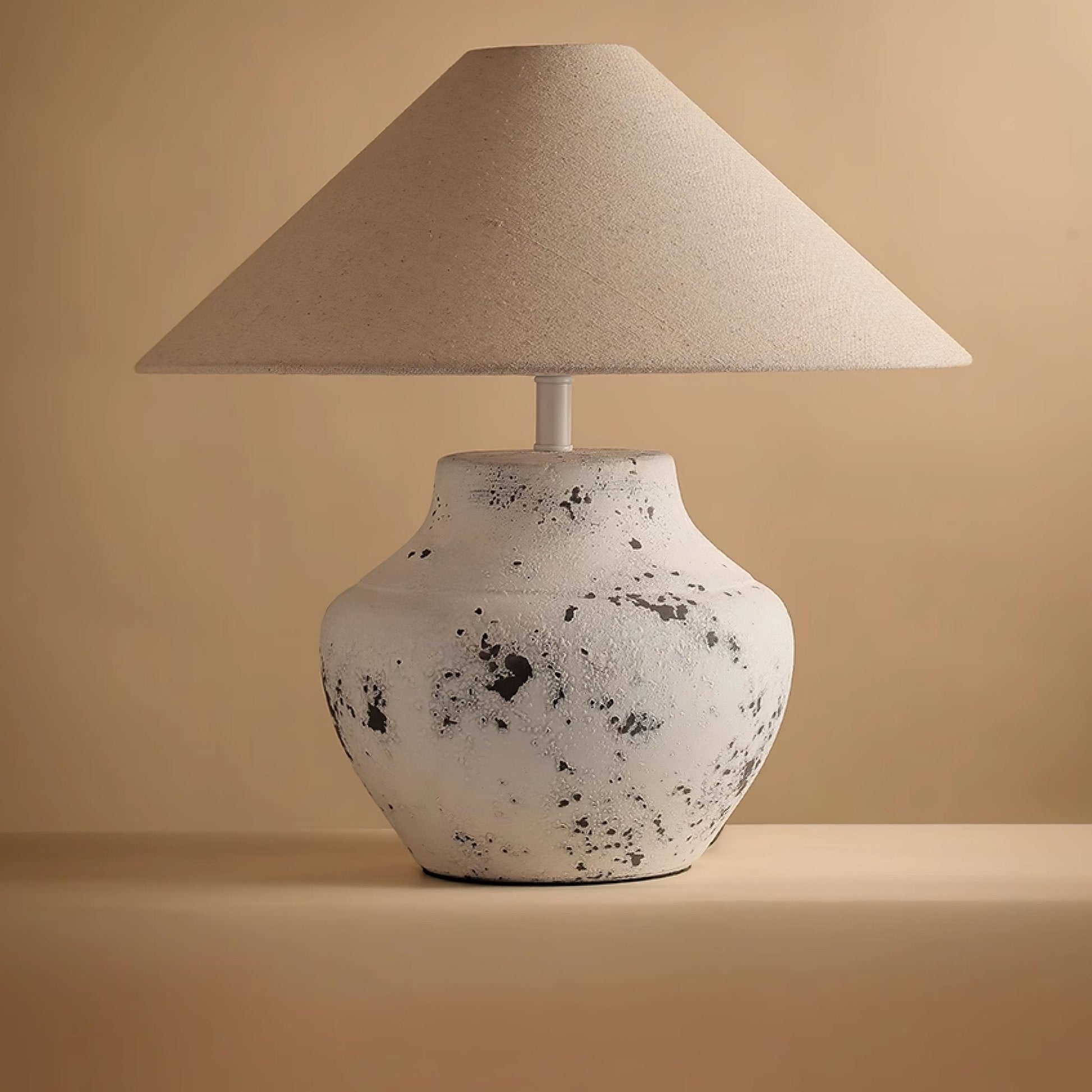 Distressed White Ceramic Table Lamp - Blowlighting