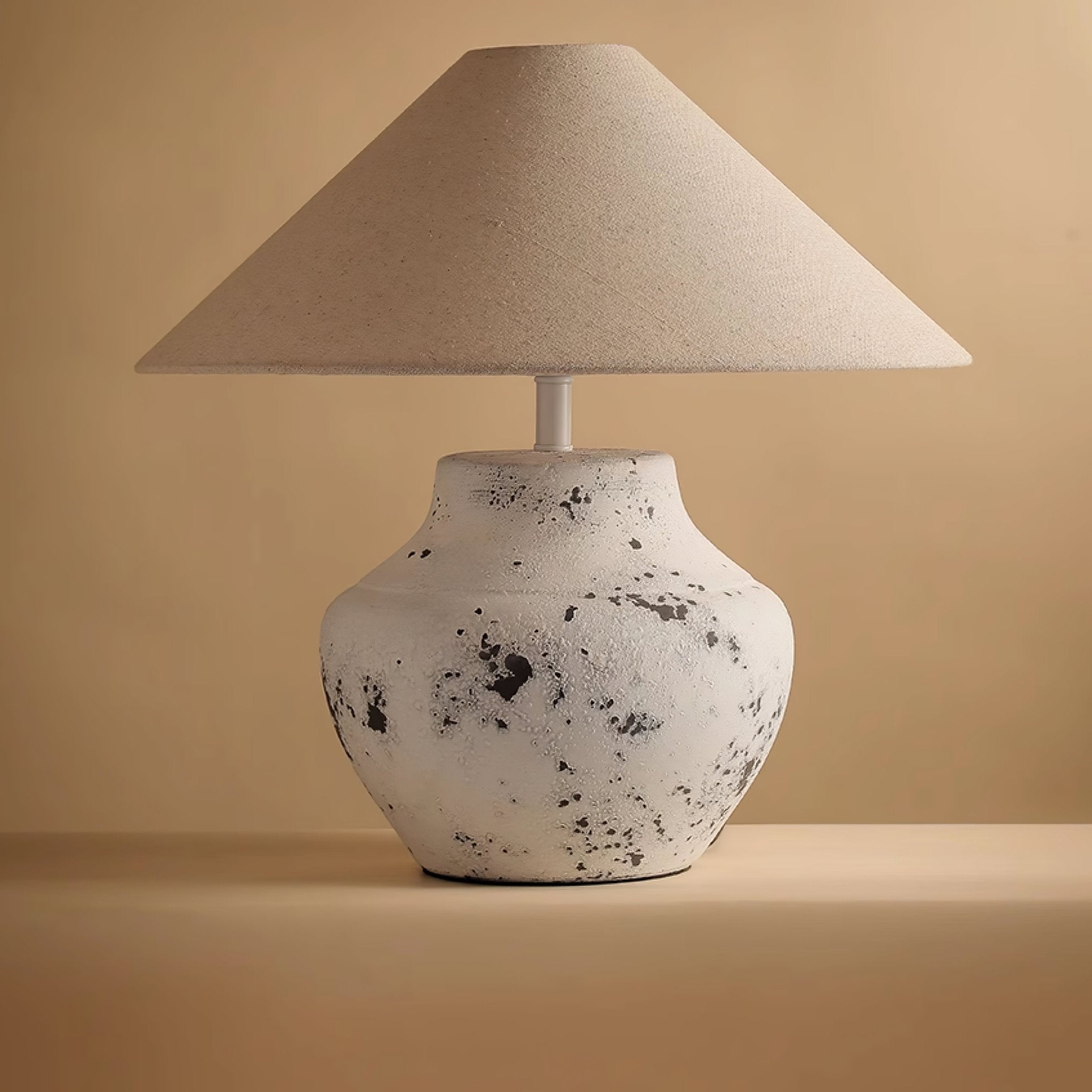 Distressed White Ceramic Table Lamp - Blowlighting