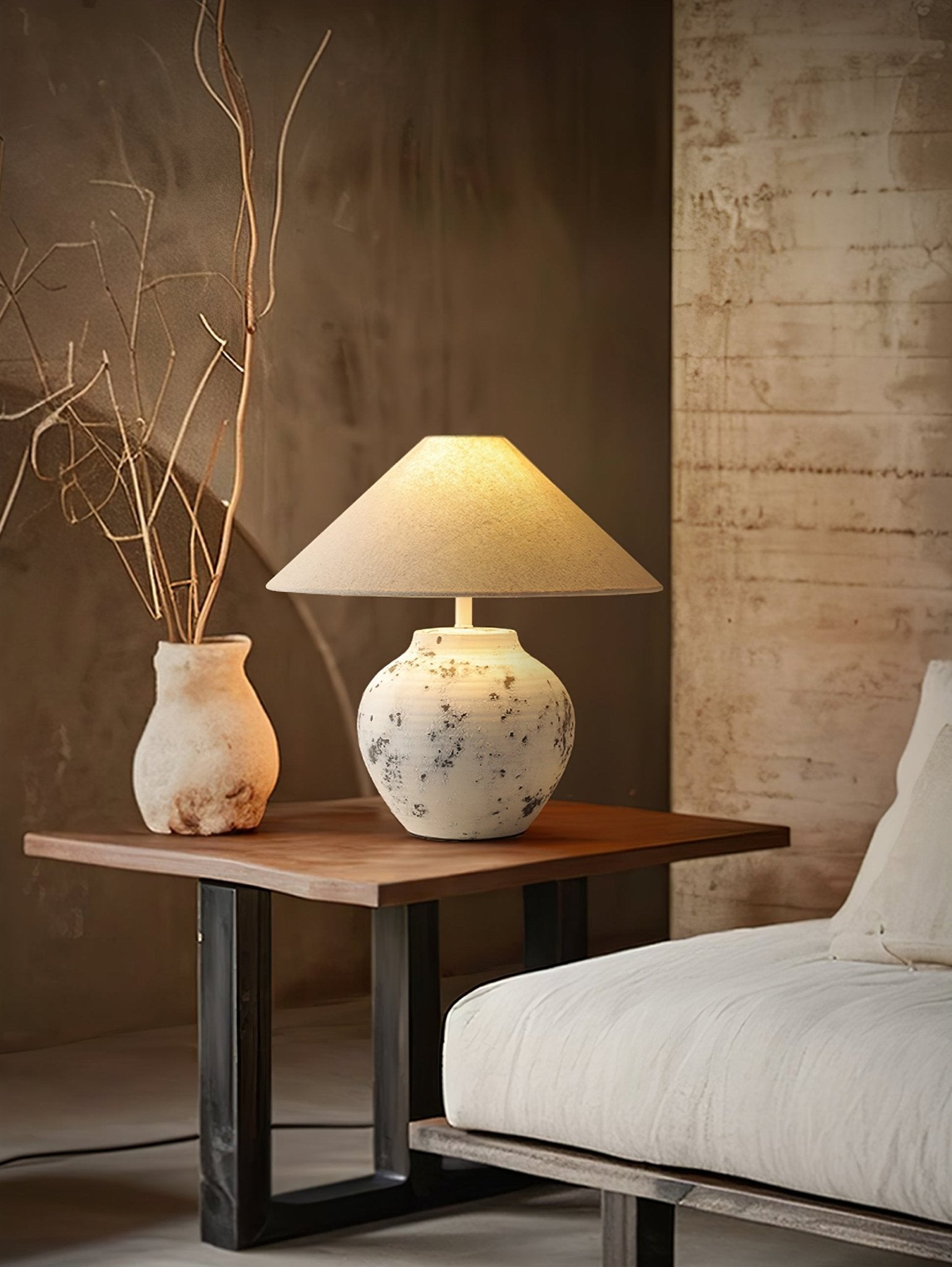 Distressed White Ceramic Table Lamp - Blowlighting