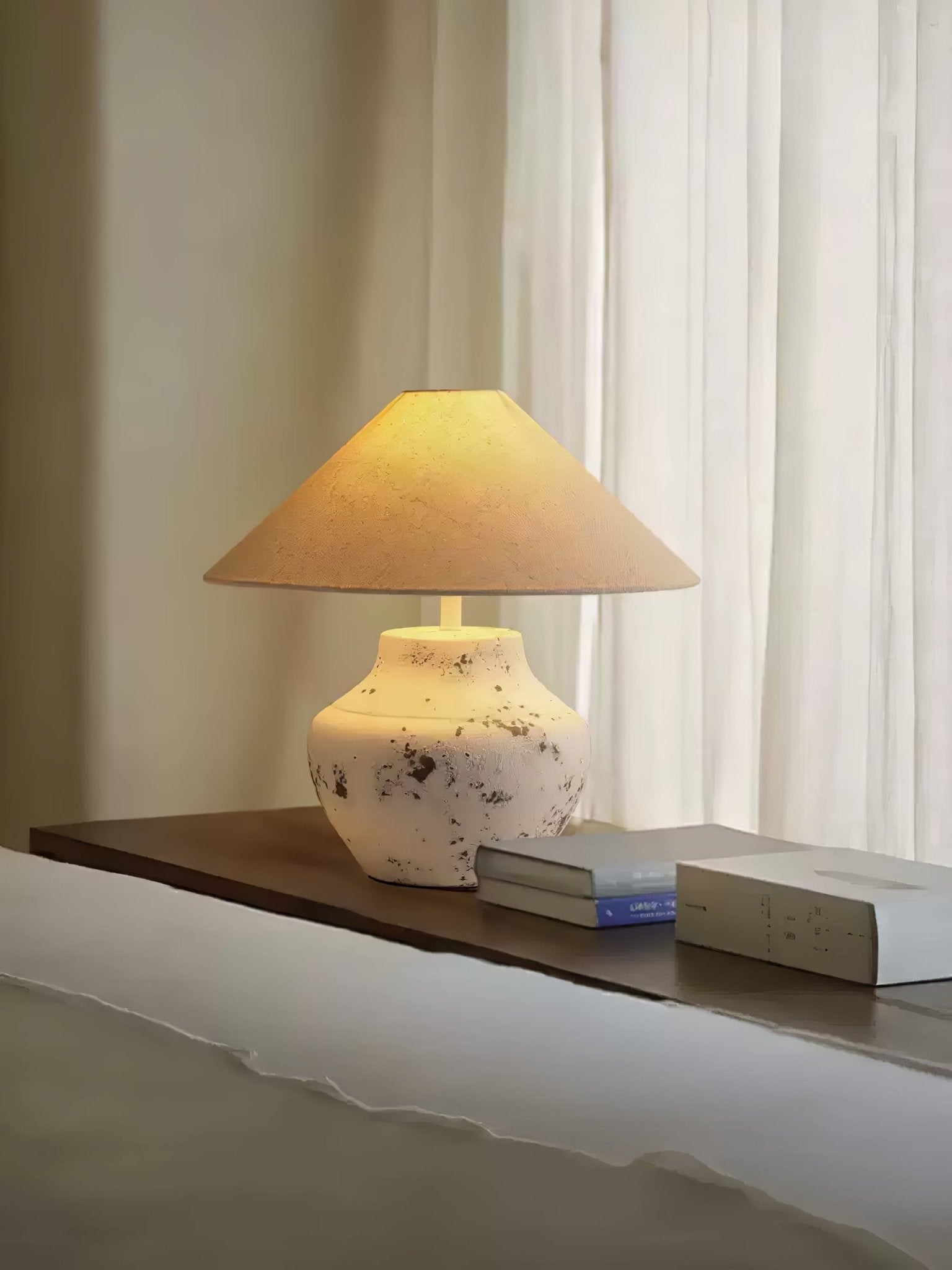 Distressed White Ceramic Table Lamp - Blowlighting