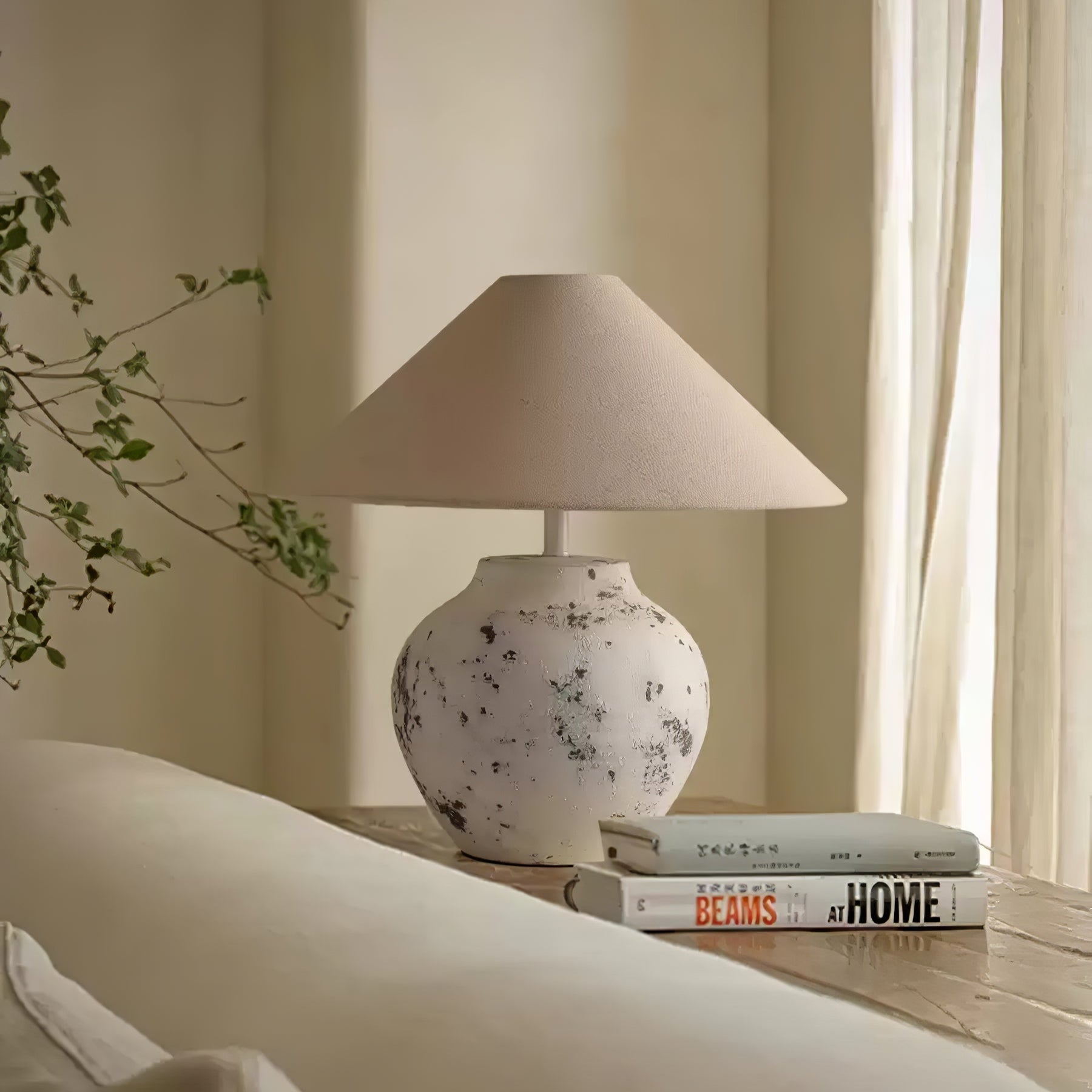 Distressed White Ceramic Table Lamp - Blowlighting
