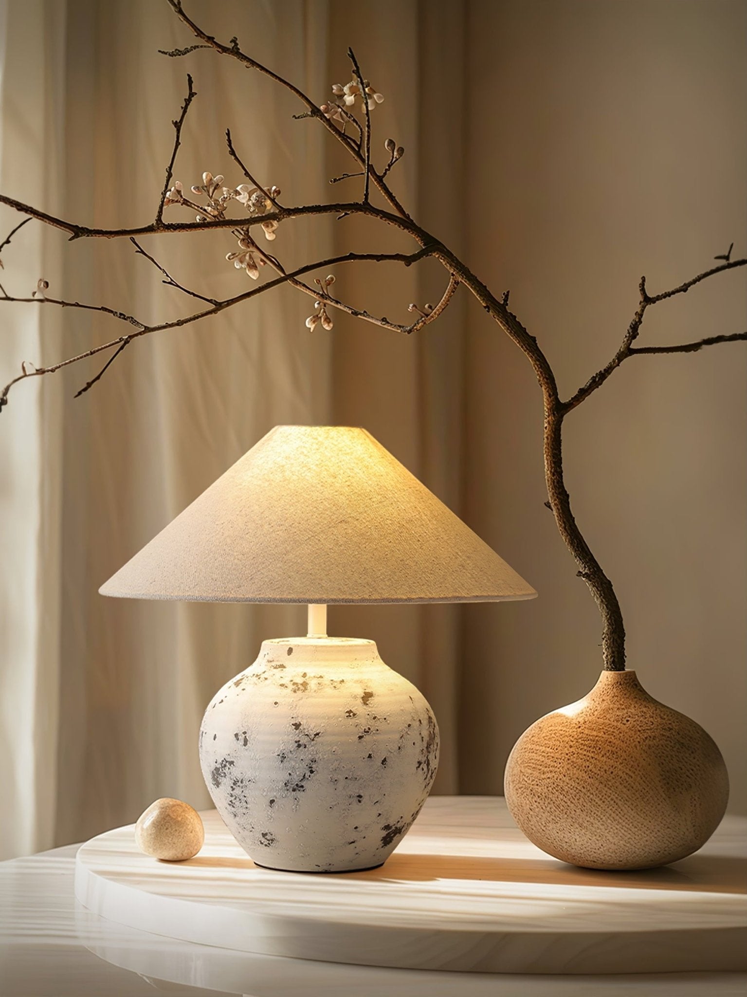 Distressed White Ceramic Table Lamp - Blowlighting