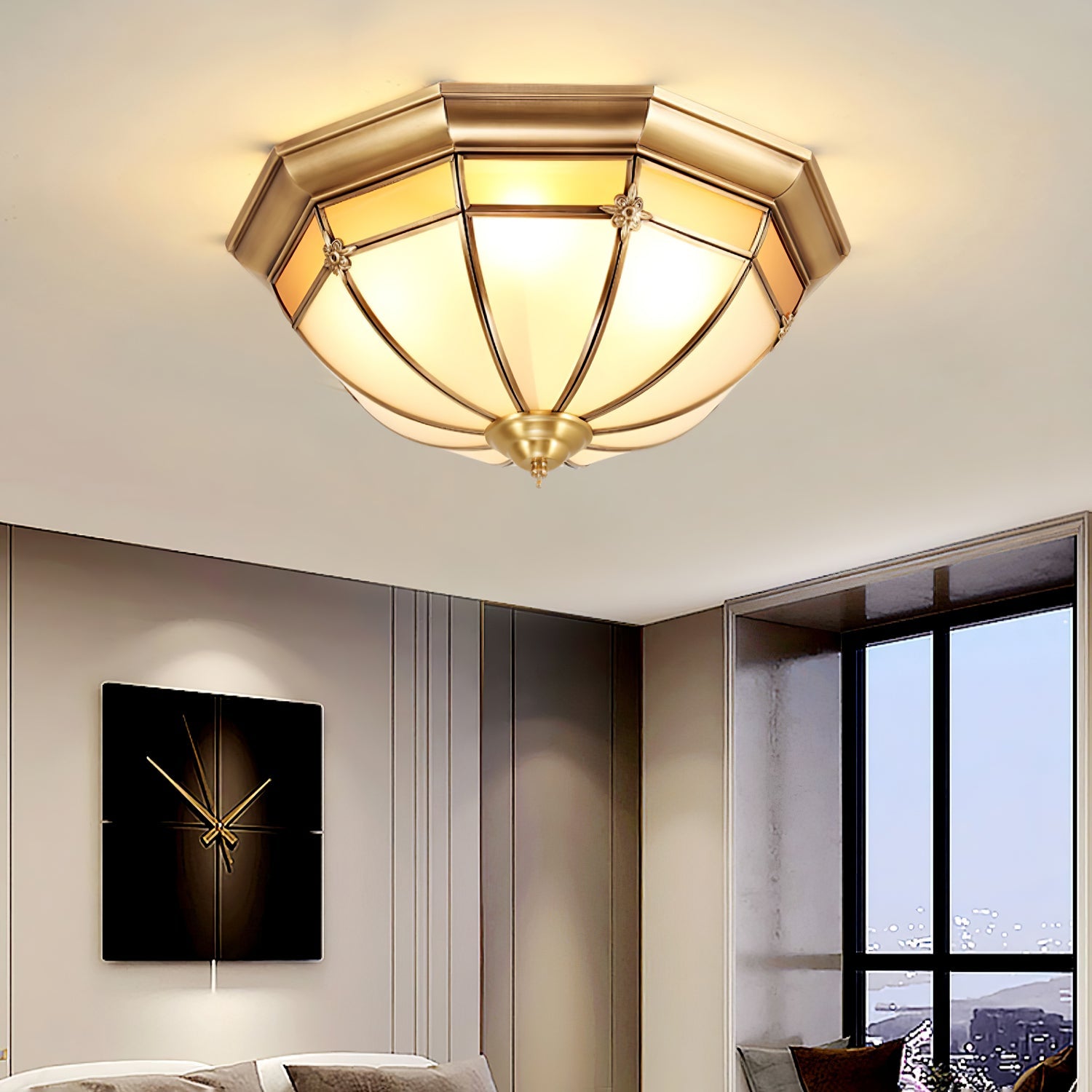 Dome Brass Flush Ceiling Lamp - Blowlighting