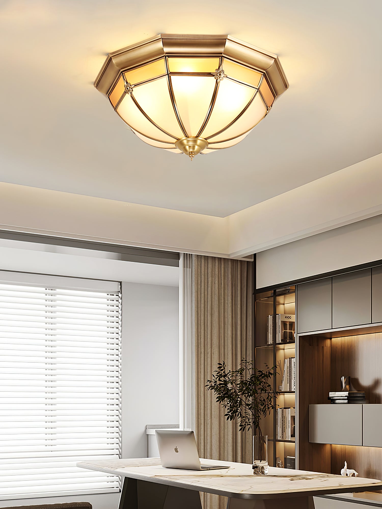 Dome Brass Flush Ceiling Lamp - Blowlighting