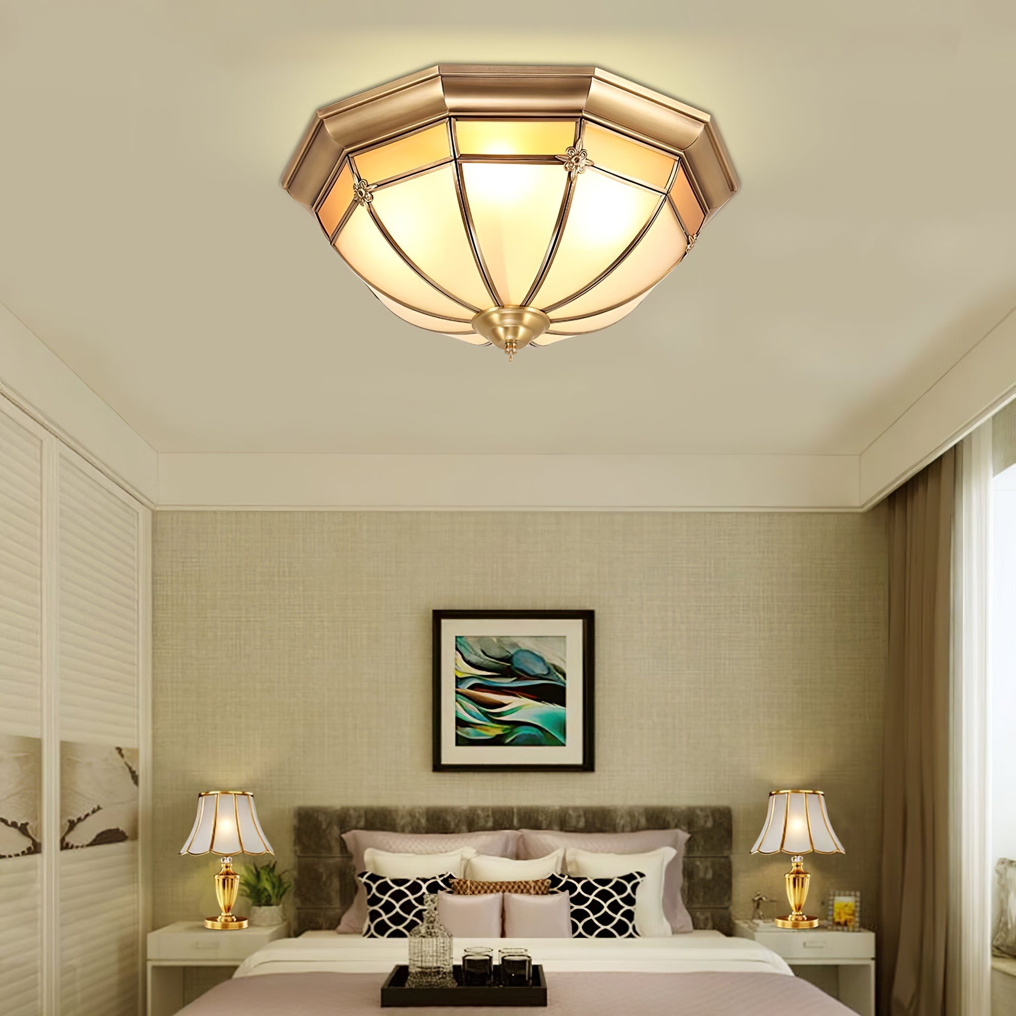 Dome Brass Flush Ceiling Lamp - Blowlighting