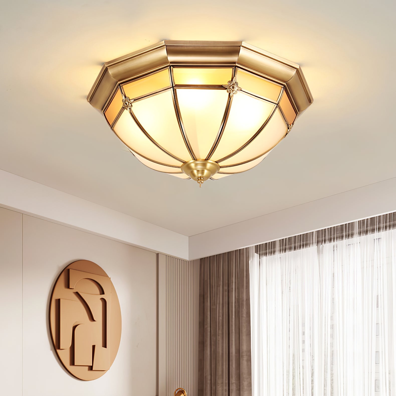 Dome Brass Flush Ceiling Lamp - Blowlighting