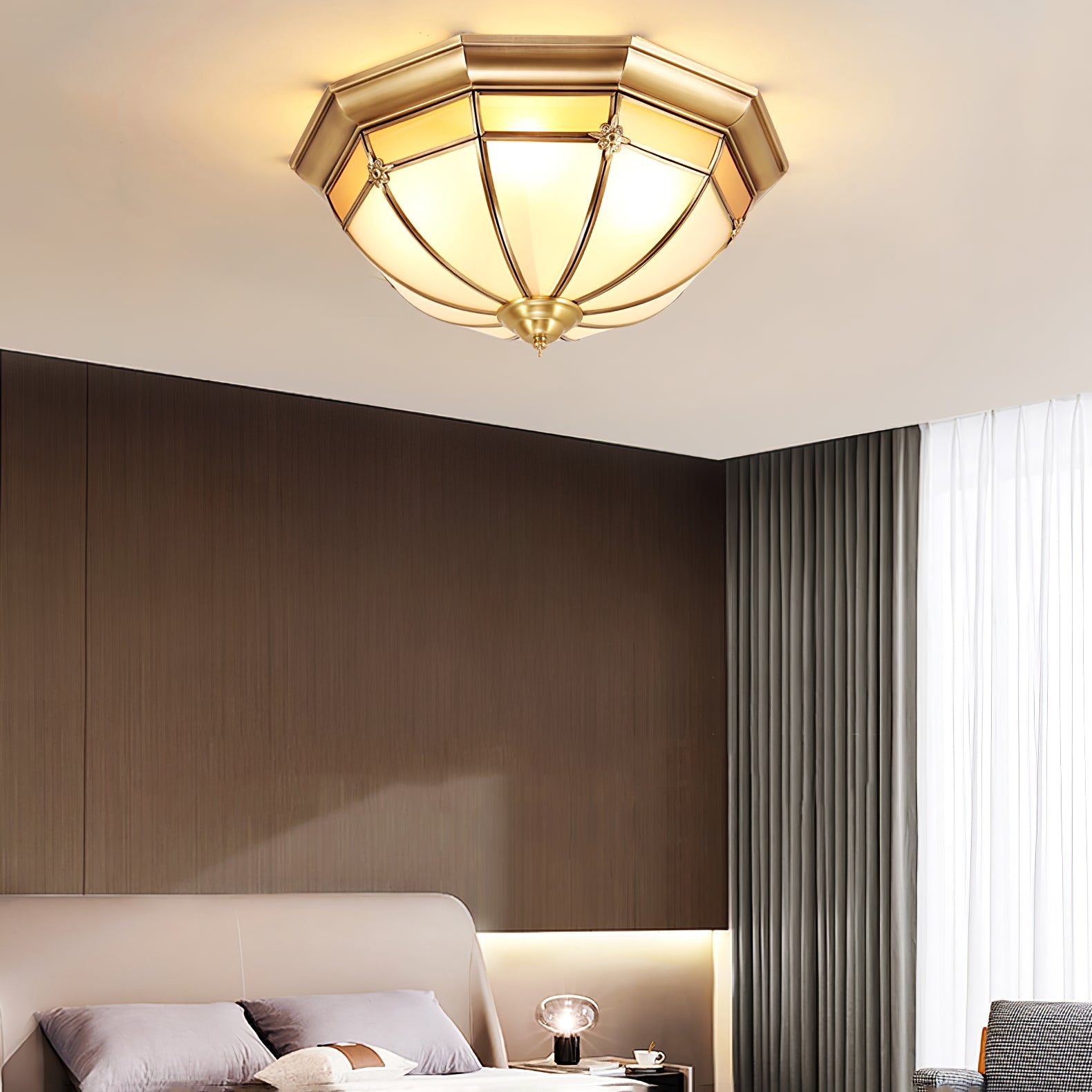 Dome Brass Flush Ceiling Lamp - Blowlighting
