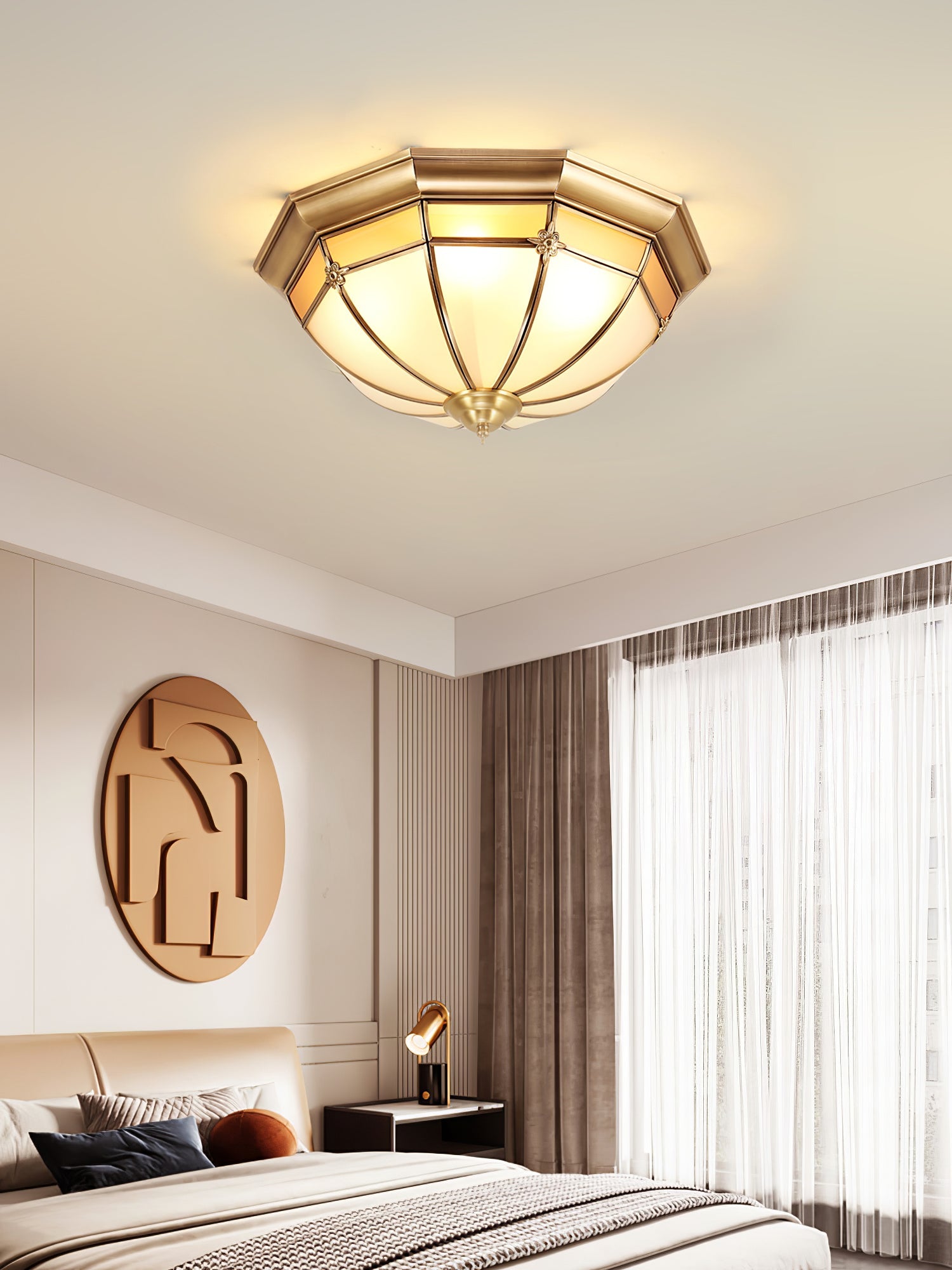 Dome Brass Flush Ceiling Lamp - Blowlighting
