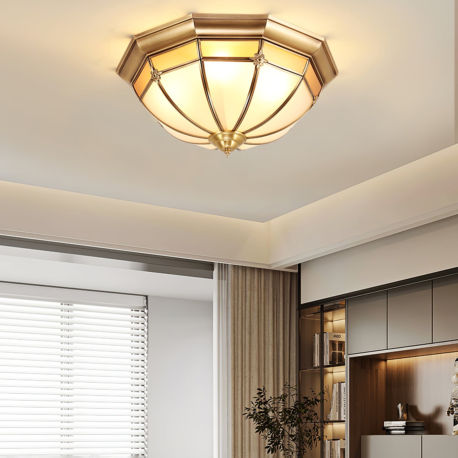Dome Brass Flush Ceiling Lamp - Blowlighting