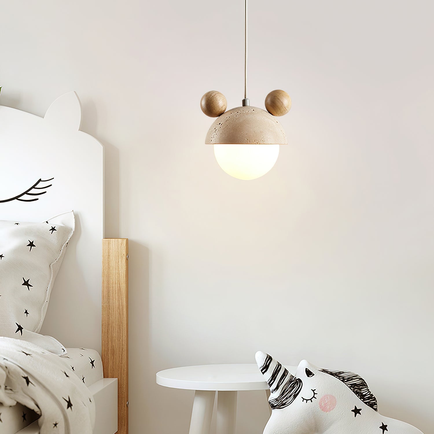 Lyraeus Character-Shaped Travertine Pendant Light - Blowlighting