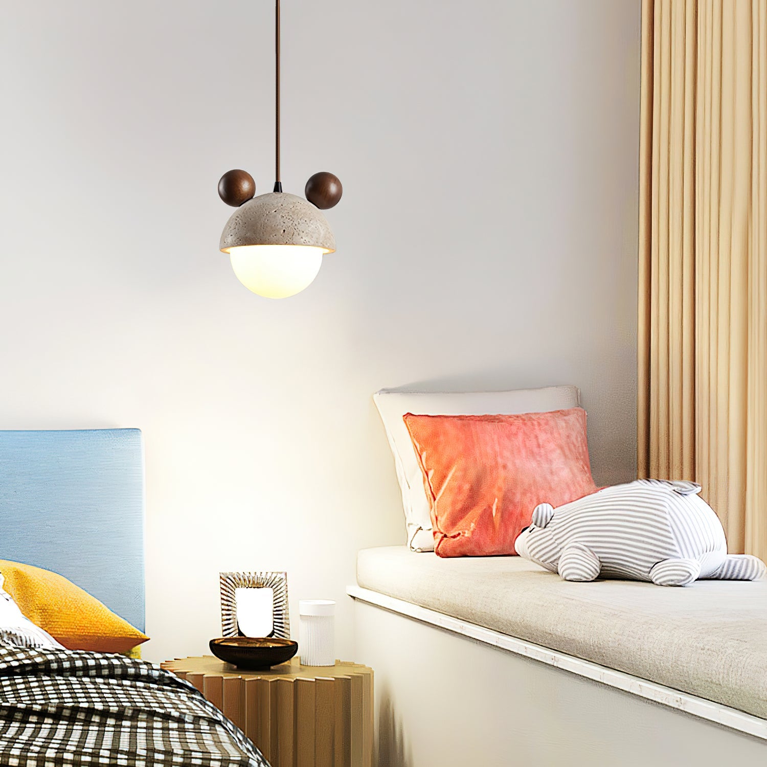 Lyraeus Character-Shaped Travertine Pendant Light - Blowlighting
