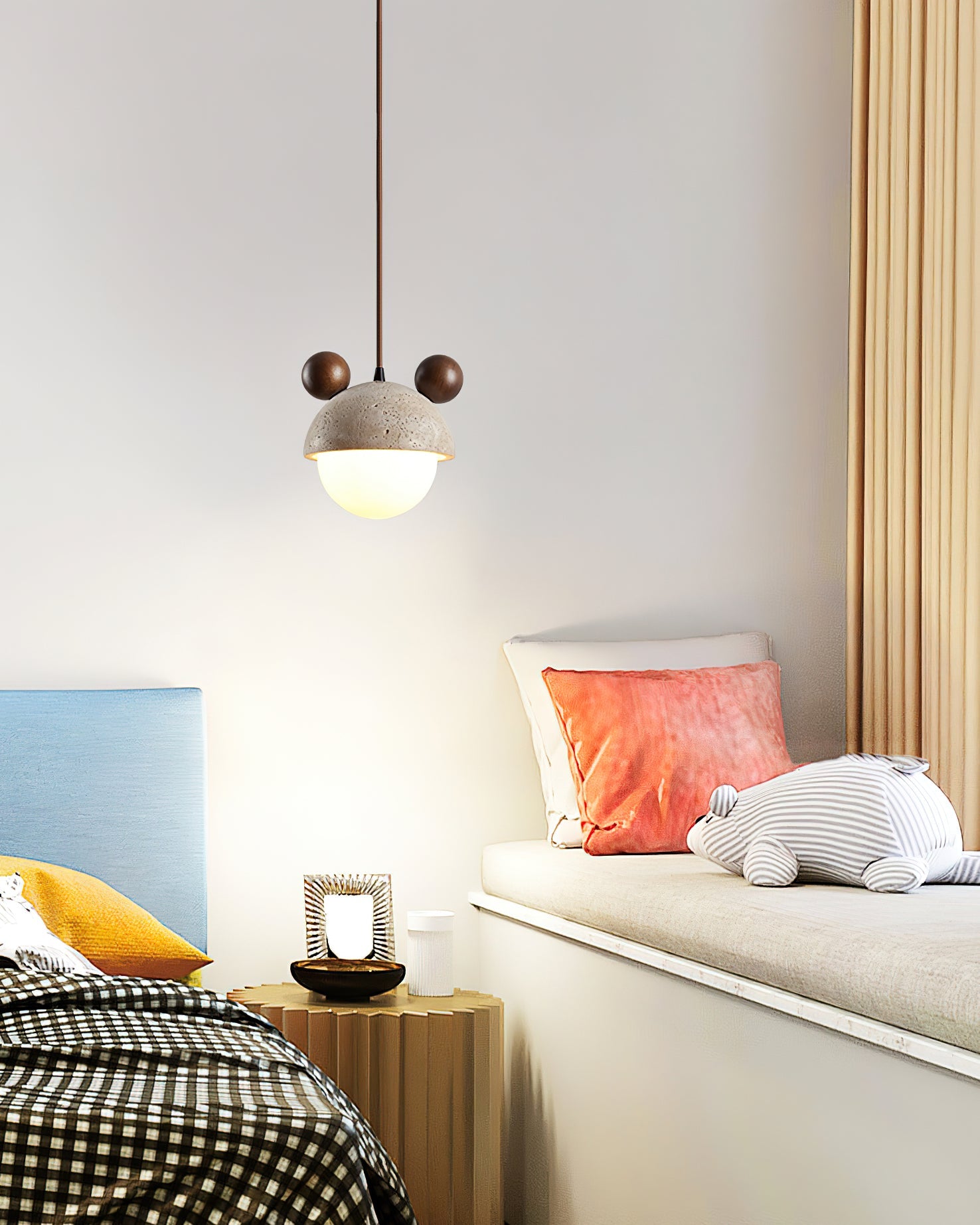 Lyraeus Character-Shaped Travertine Pendant Light - Blowlighting
