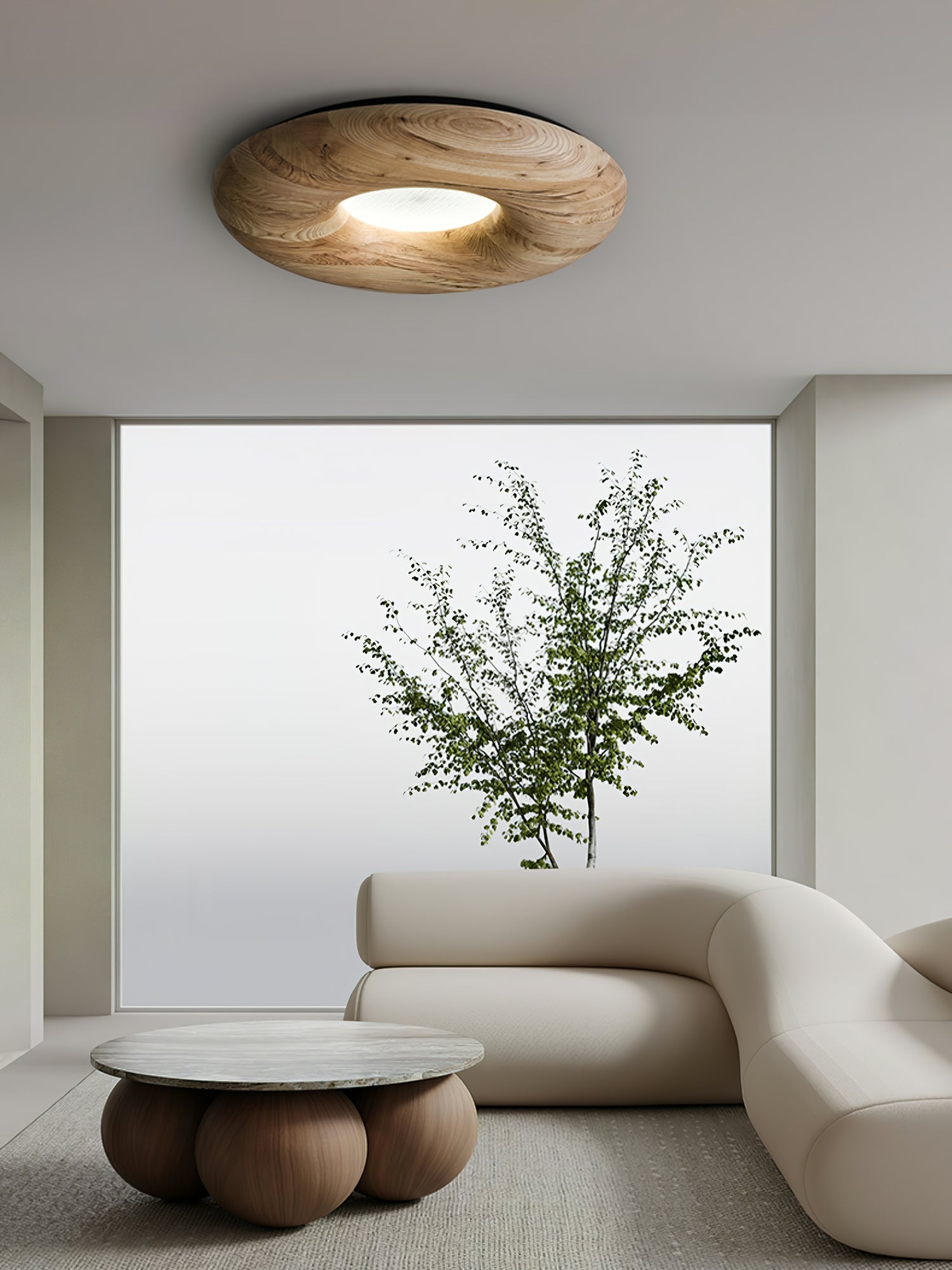 Zosora Organic Oak Flush Mount - Blowlighting