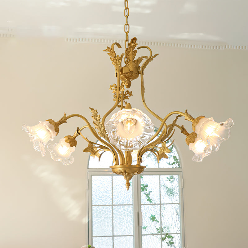 Dore Luxury Glass Flower Chandelier