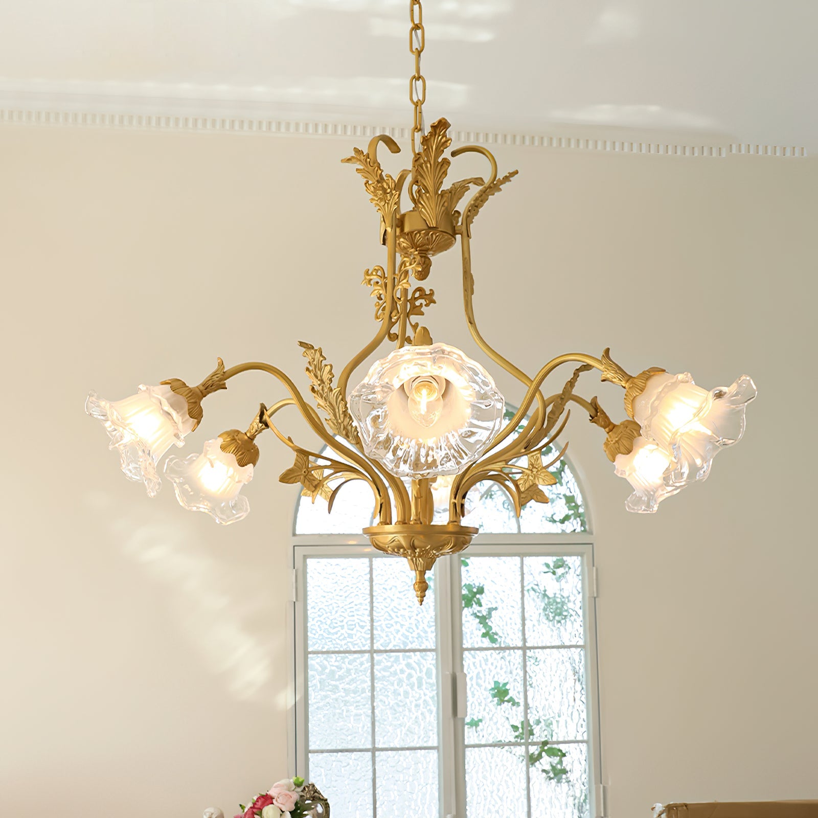Dore Luxury Glass Flower Chandelier