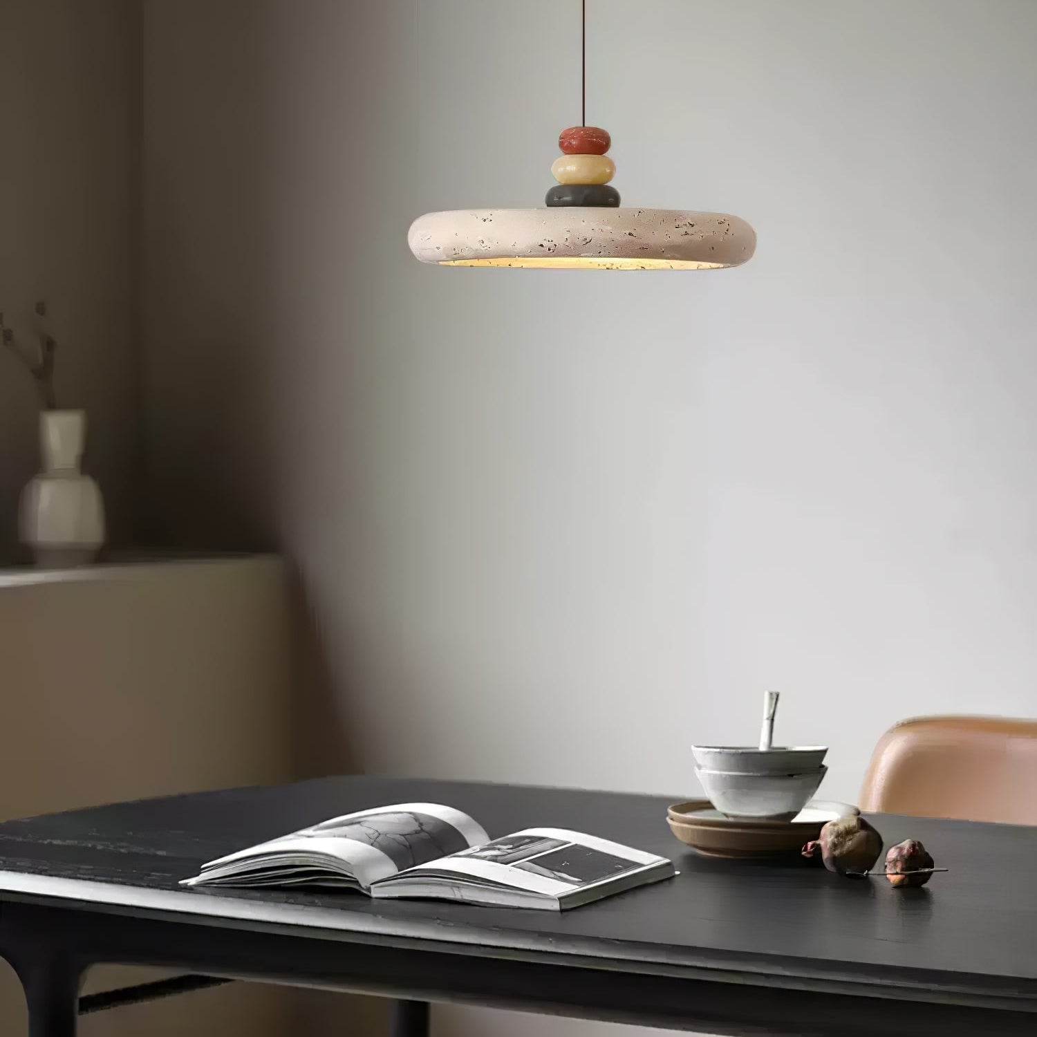 Cuvarora Disc Travertine Pendant Light - Blowlighting