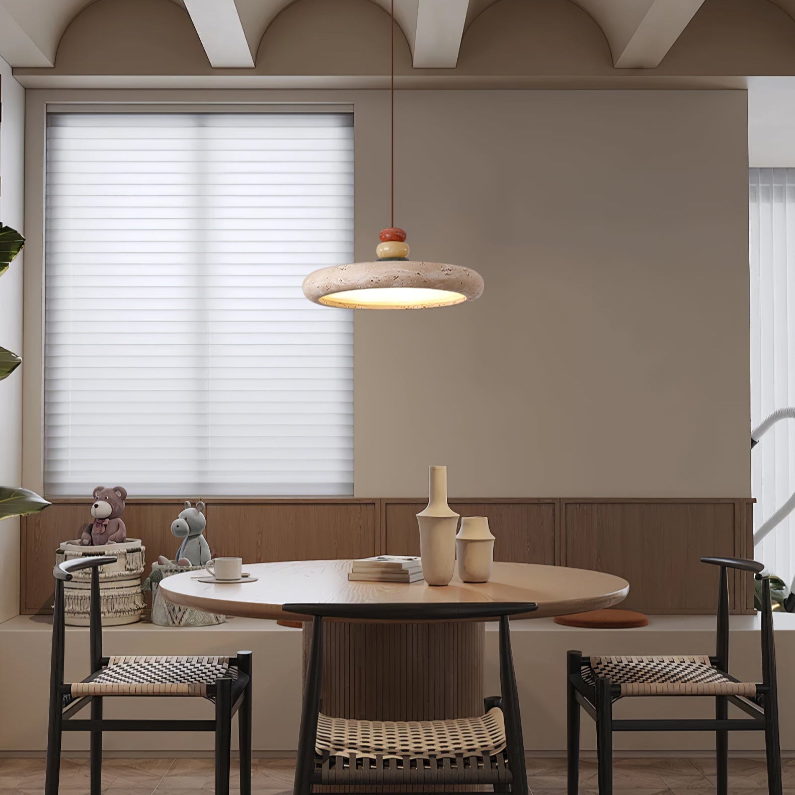 Cuvarora Disc Travertine Pendant Light - Blowlighting