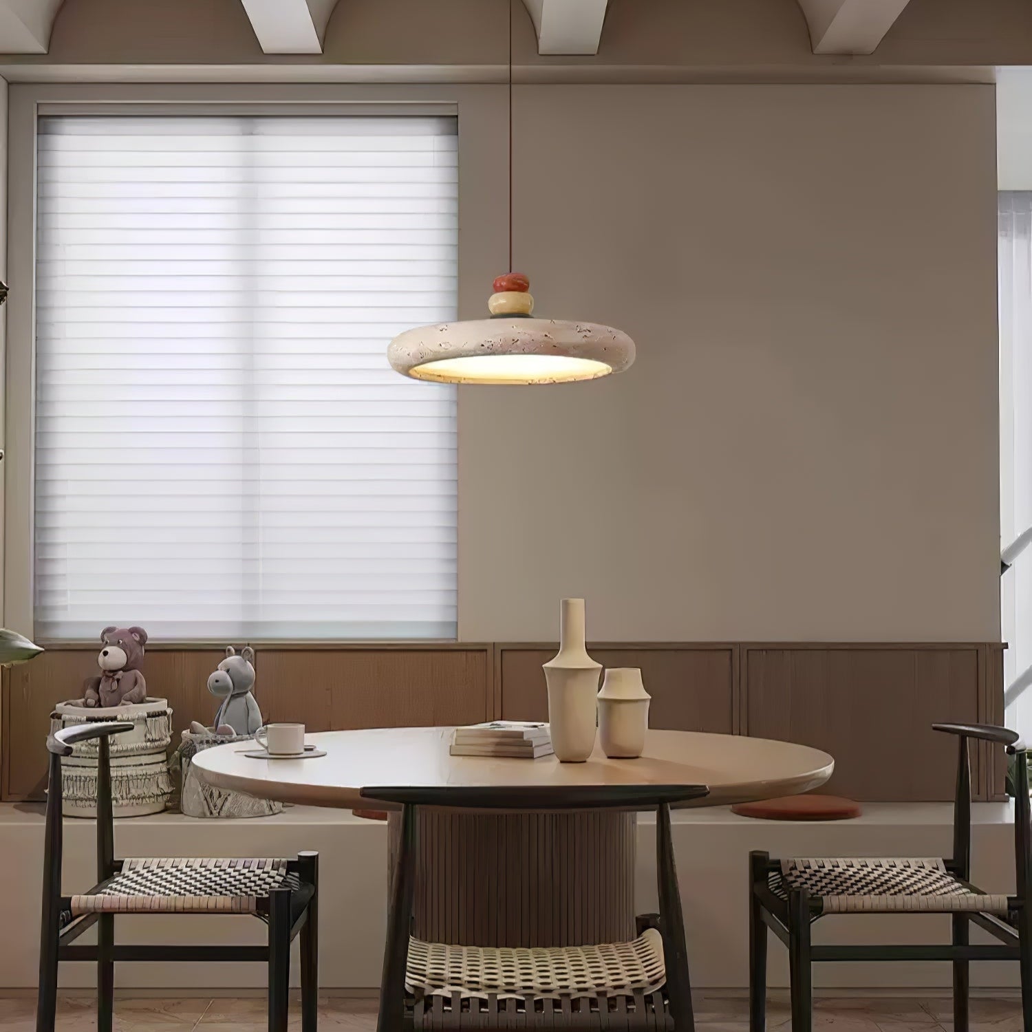 Cuvarora Disc Travertine Pendant Light - Blowlighting
