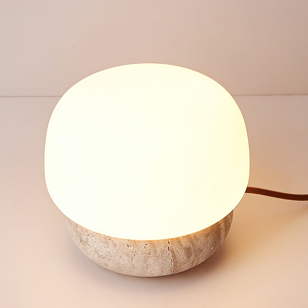 Eldoreth Dome Base Travertine Table Lamp - Blowlighting