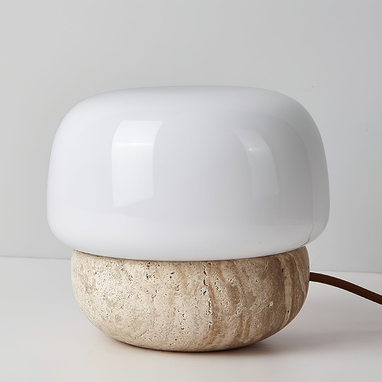 Eldoreth Dome Base Travertine Table Lamp - Blowlighting