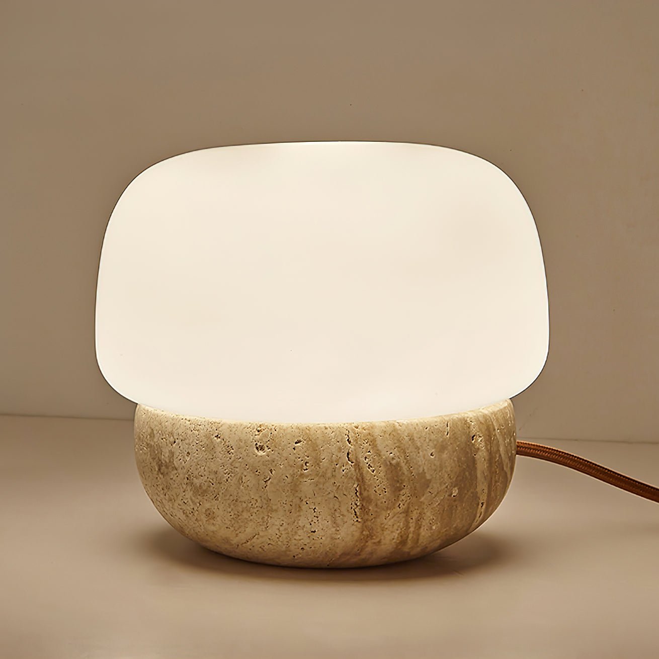 Eldoreth Dome Base Travertine Table Lamp - Blowlighting