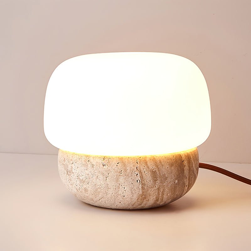 Eldoreth Dome Base Travertine Table Lamp - Blowlighting