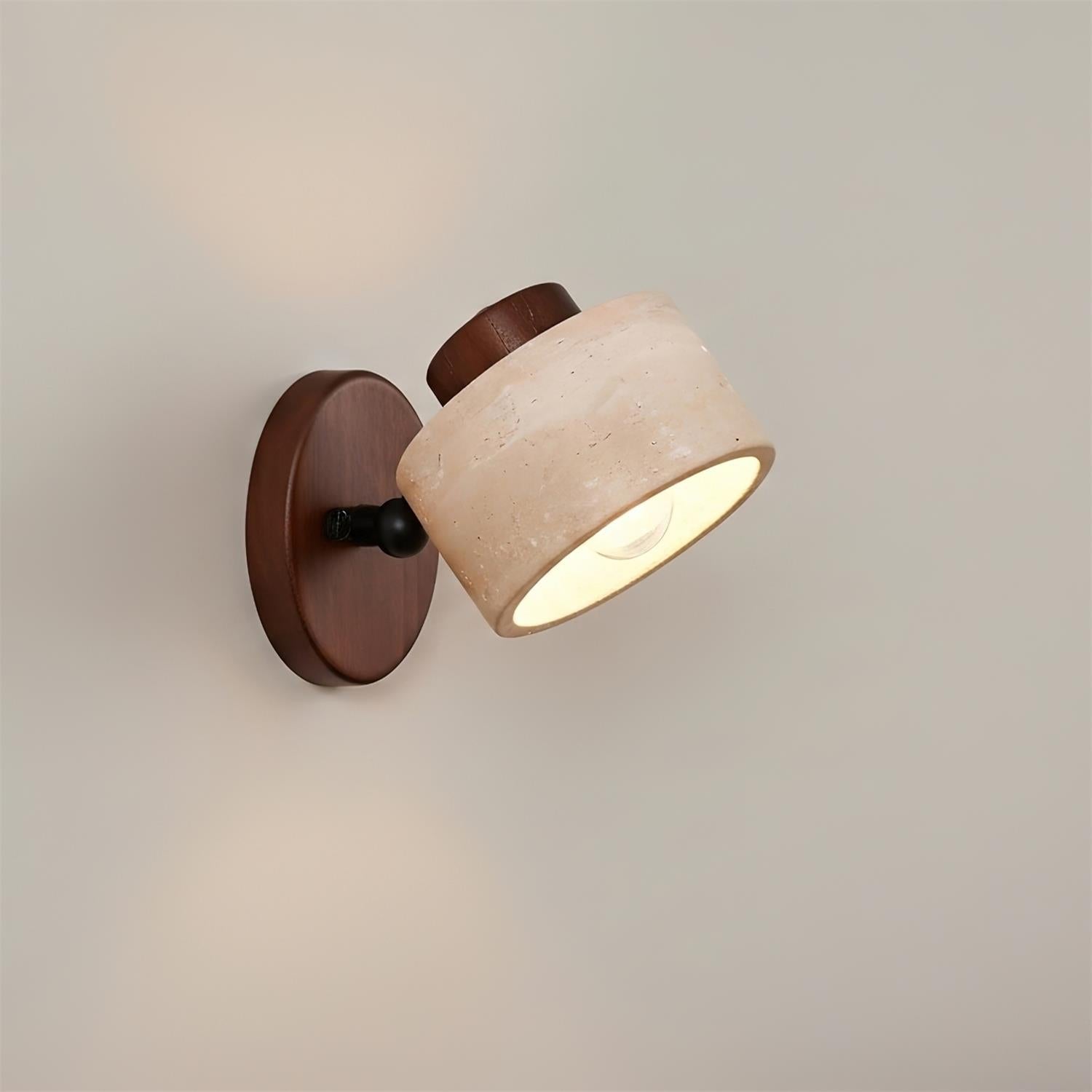 Nuvian Adjustable Travertine Wood Wall Lamp