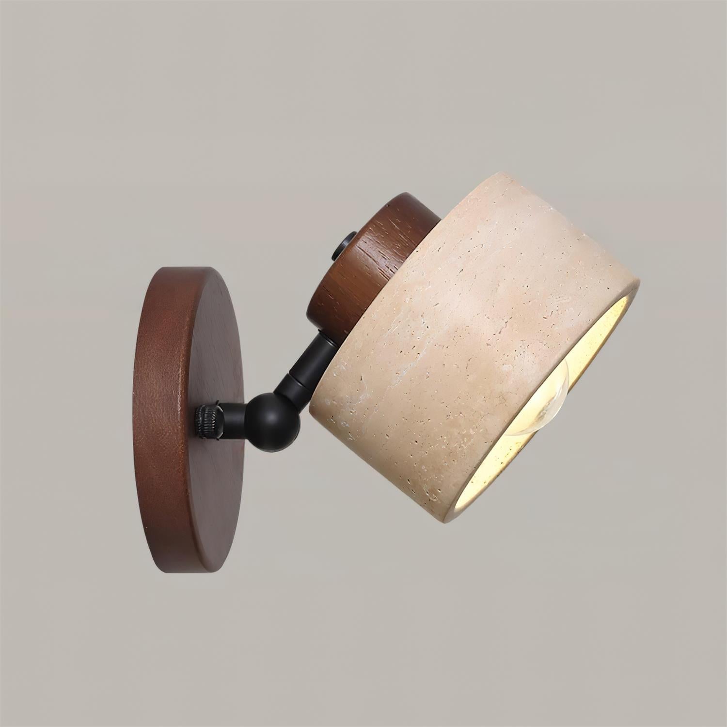 Nuvian Adjustable Travertine Wood Wall Lamp