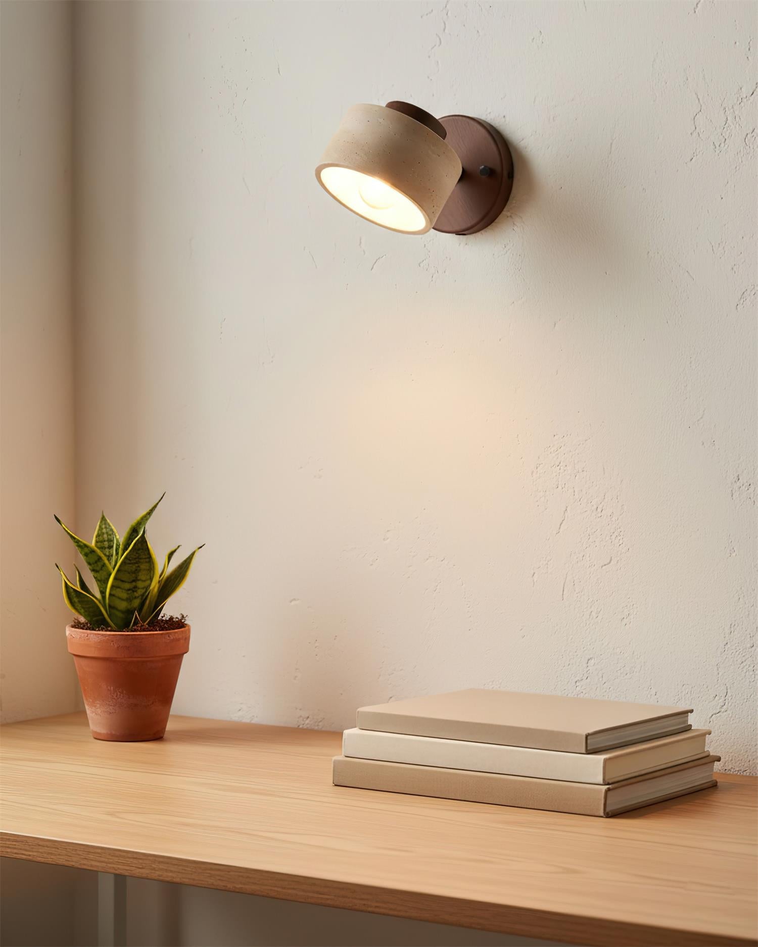 Nuvian Adjustable Travertine Wood Wall Lamp