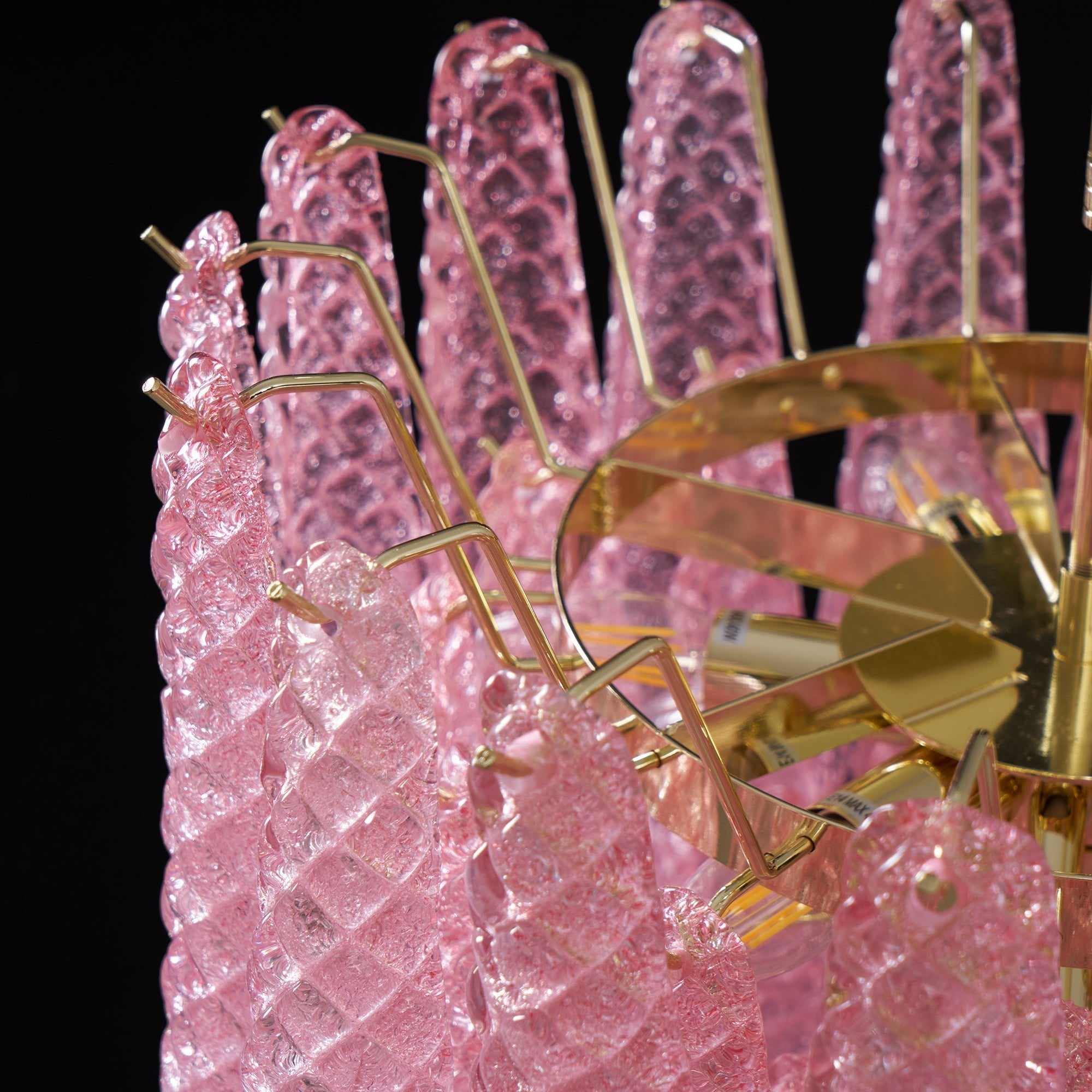 Aurora Chandelier Pink Droplet Murano Glass Diamond Pattern Waterfall - Blowlighting