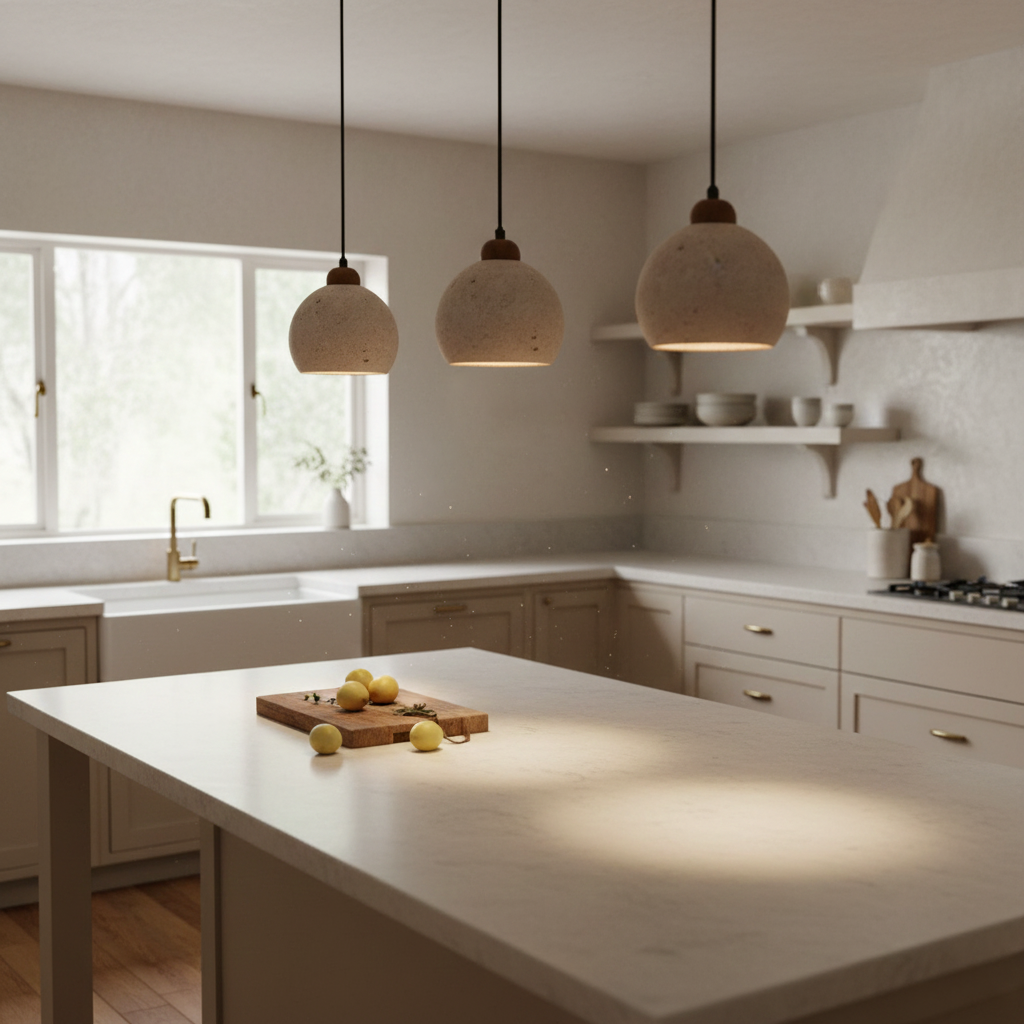 Earthform Minimalist Travertine Pendant Light