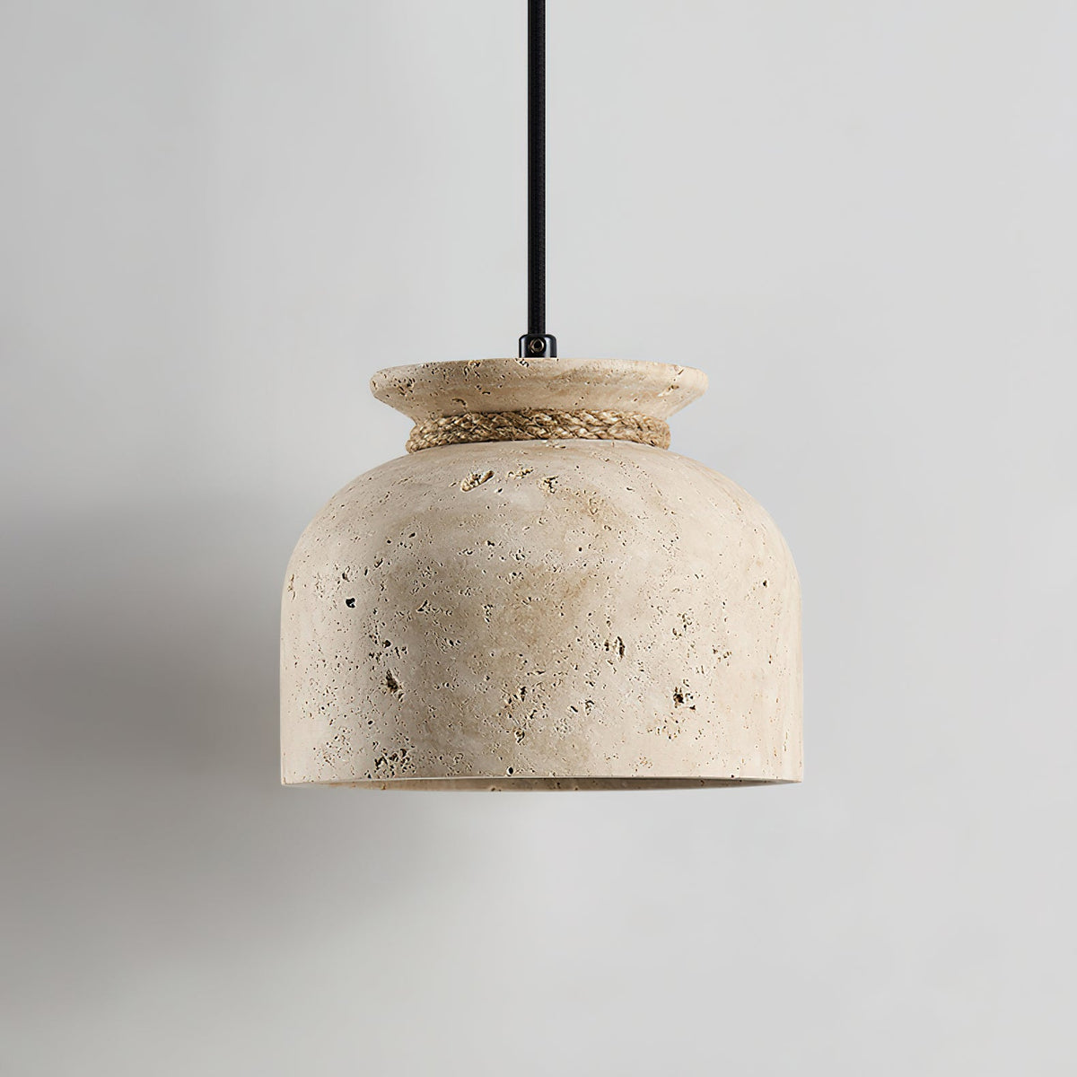 Pendant Light Beige Travertine Wabi-Sabi Bedroom | Blowlighting