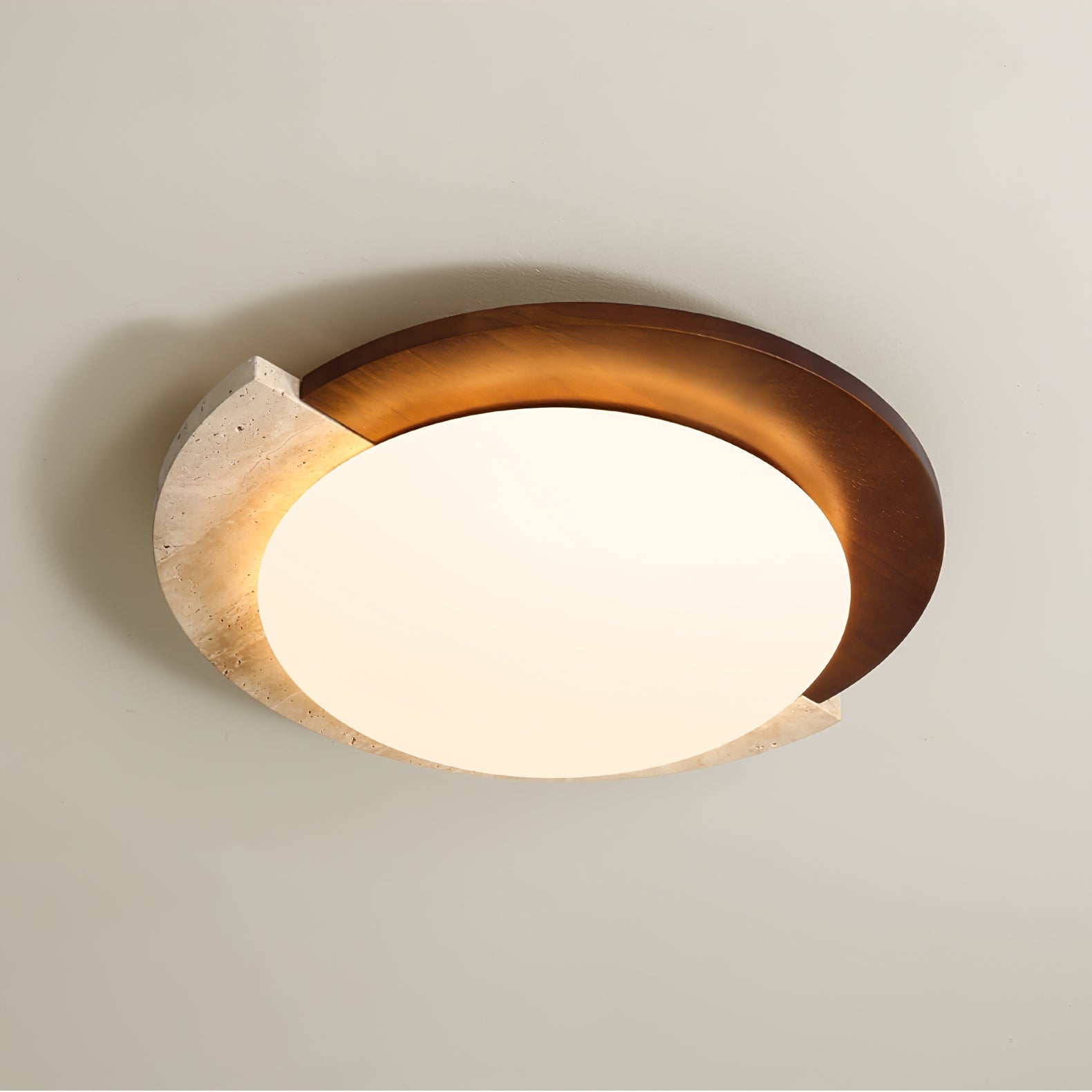 Ivnoran Arc-Rim Travertine Ceiling Light - Blowlighting
