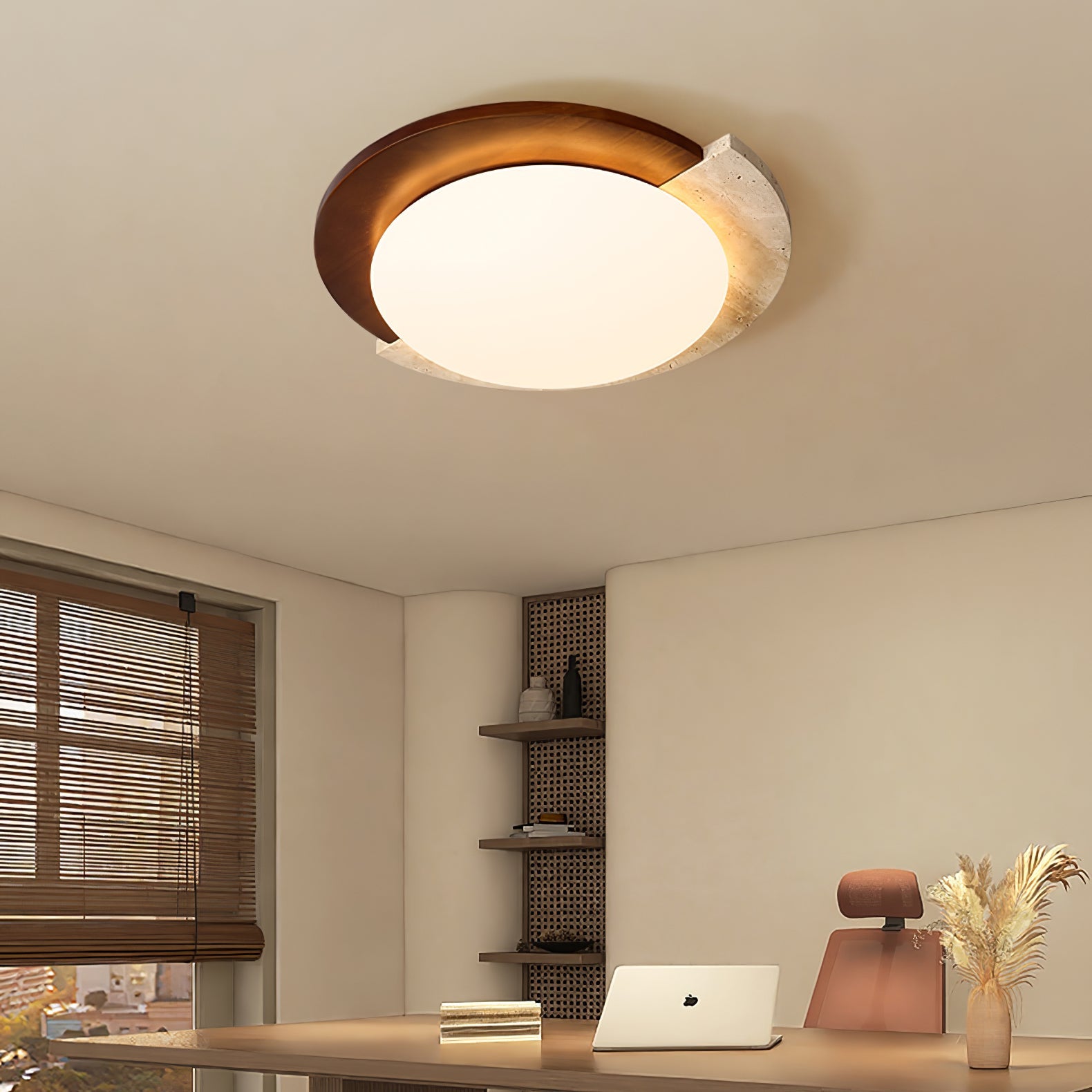 Ivnoran Arc-Rim Travertine Ceiling Light - Blowlighting