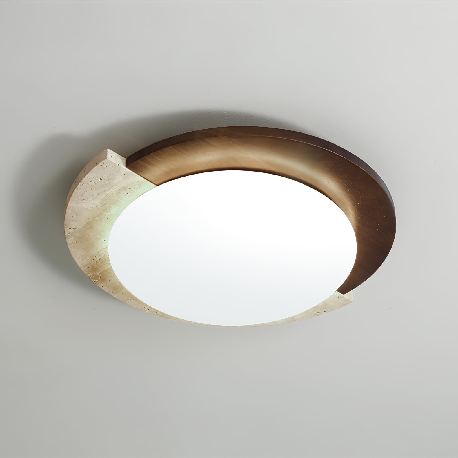 Ivnoran Arc-Rim Travertine Ceiling Light - Blowlighting