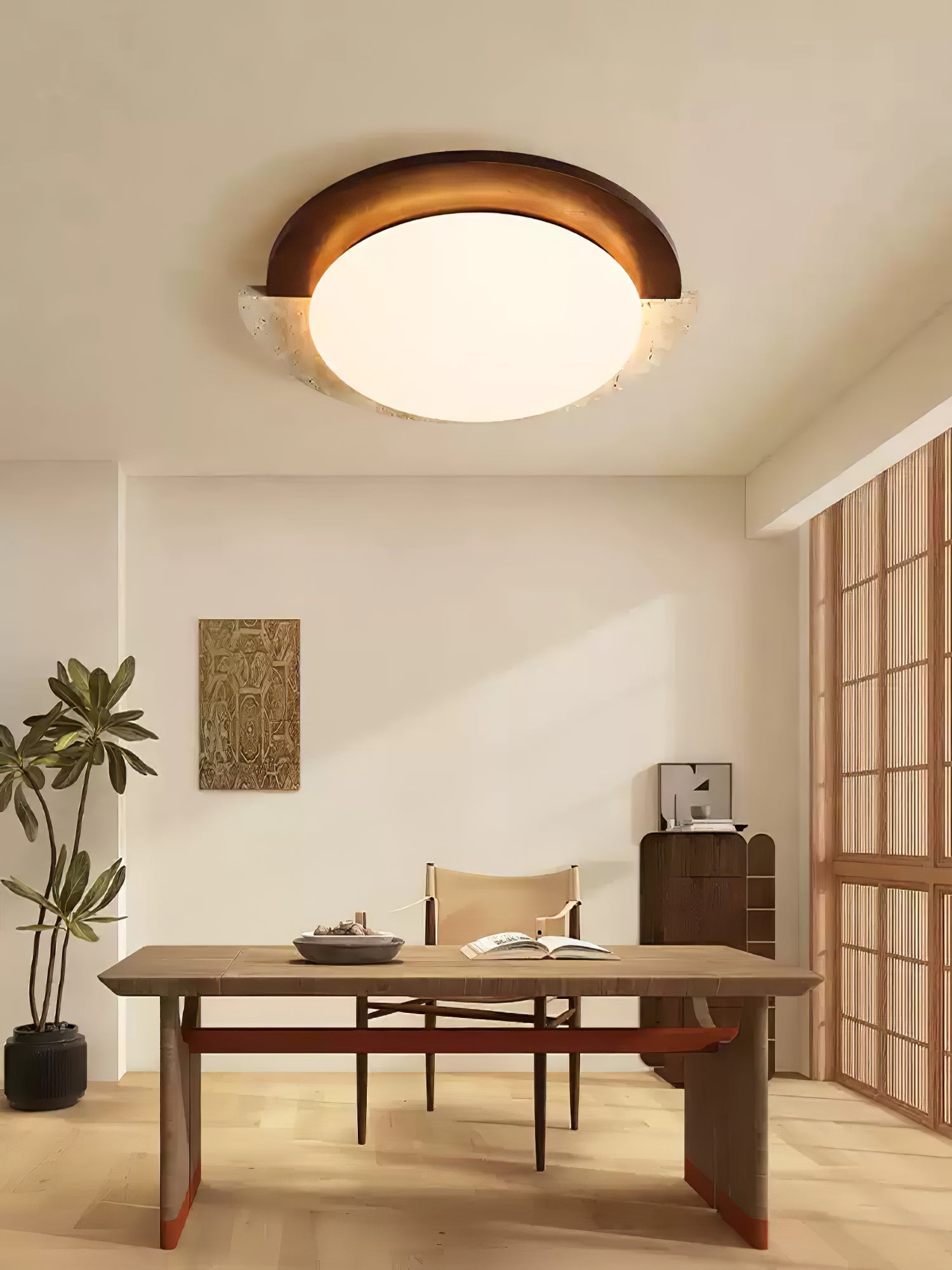 Ivnoran Arc-Rim Travertine Ceiling Light - Blowlighting