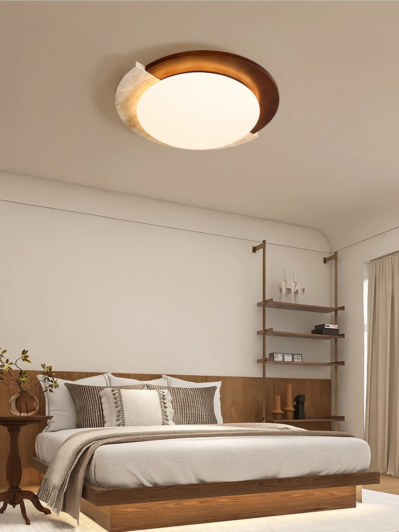 Ivnoran Arc-Rim Travertine Ceiling Light - Blowlighting