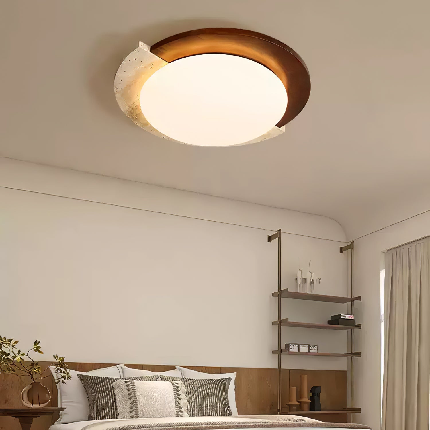 Ivnoran Arc-Rim Travertine Ceiling Light - Blowlighting