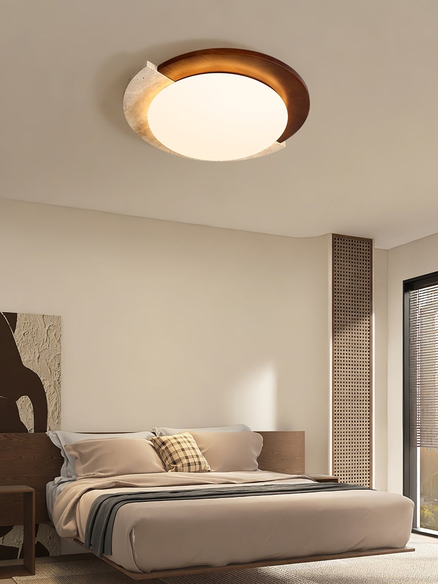 Ivnoran Arc-Rim Travertine Ceiling Light - Blowlighting