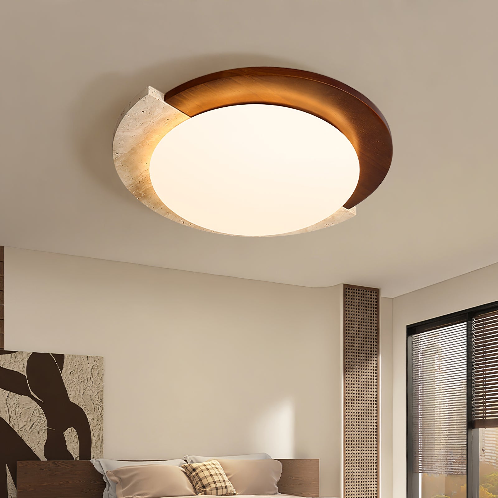 Ivnoran Arc-Rim Travertine Ceiling Light - Blowlighting