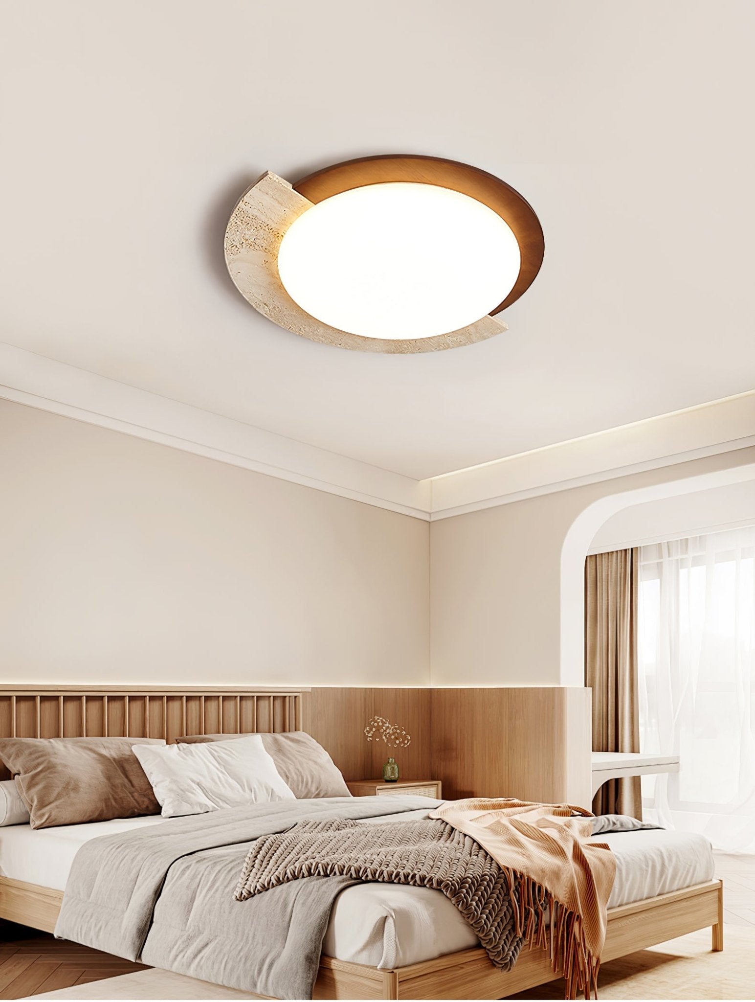 Ivnoran Arc-Rim Travertine Ceiling Light - Blowlighting