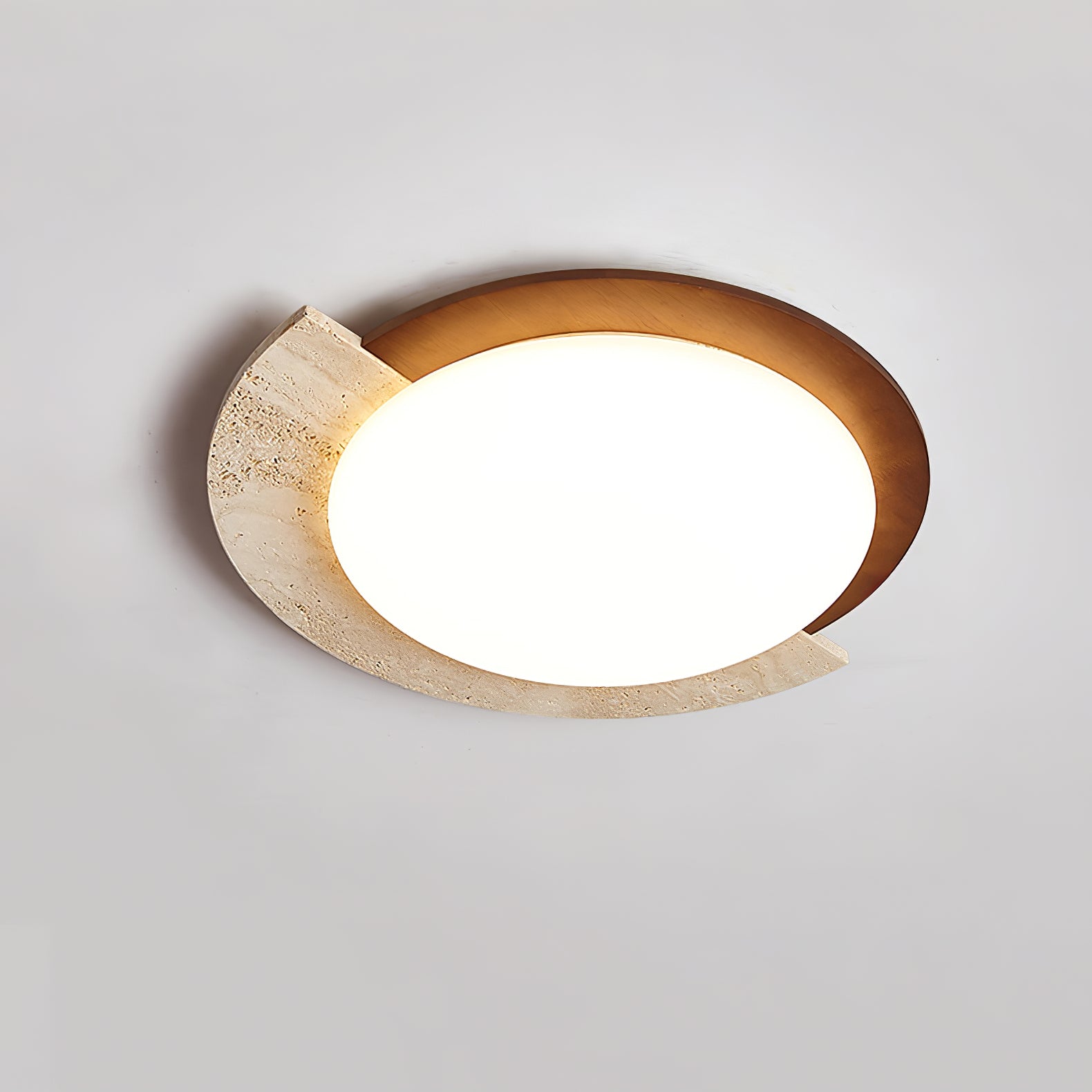 Ivnoran Arc-Rim Travertine Ceiling Light - Blowlighting